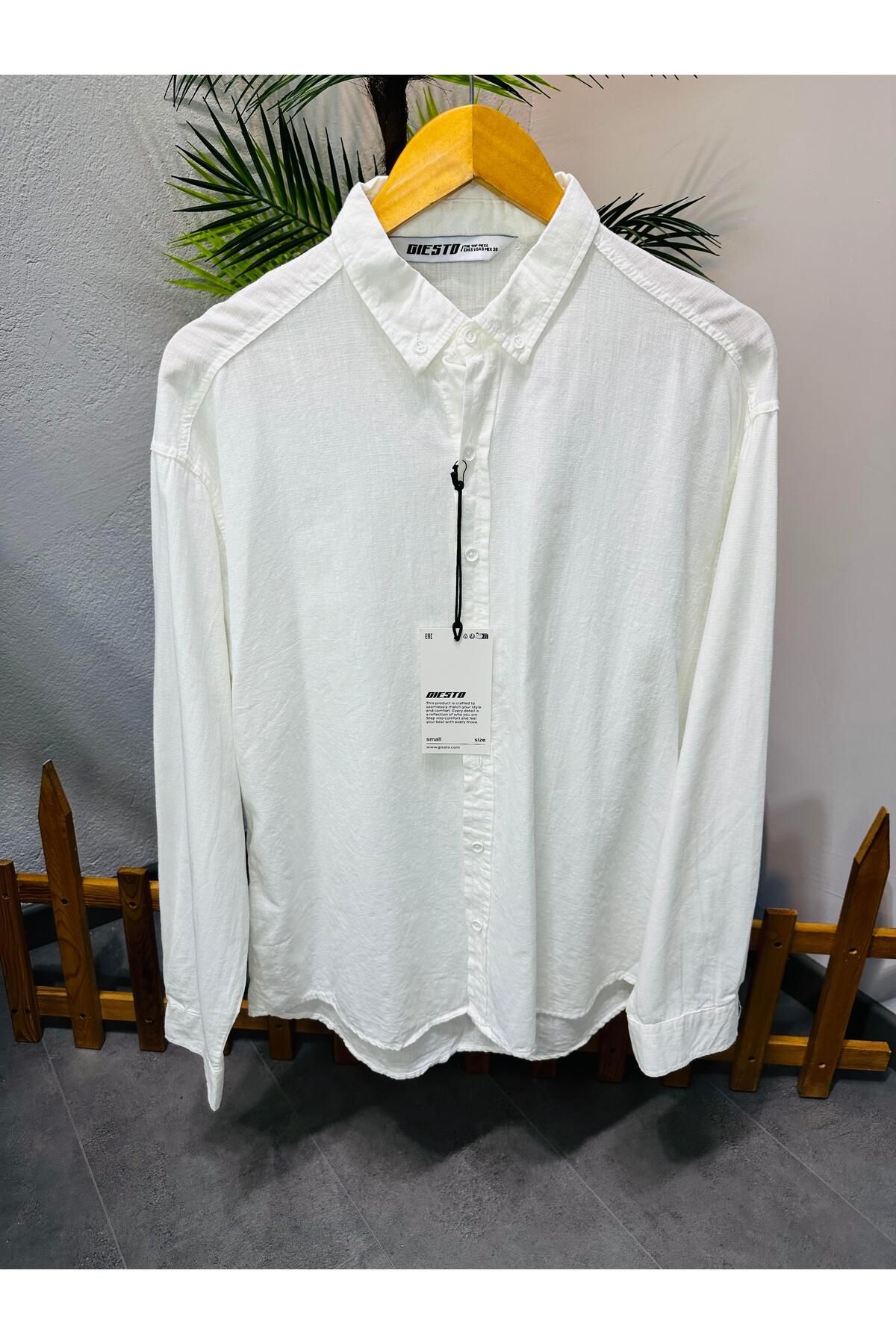 MODA FRESH PAMUK KETEN OVERSİZE GÖMLEK BEYAZ