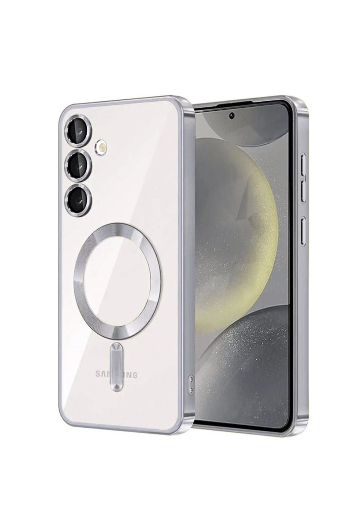 NewFace Samsung Galaxy S24 Kılıf Kross Magneticsafe Kapak - Gümüş NRMSA