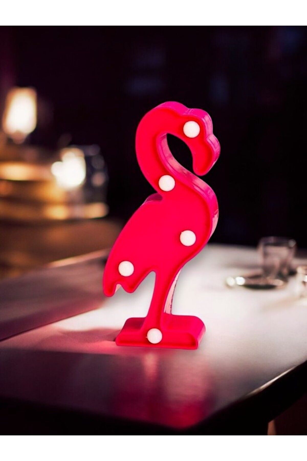 FFM Mini Flamingo LED Dekor Lamba – Pembe Işıklı Gece Lambası, Tropikal Masa Üstü Dekoratif Aydınlatma