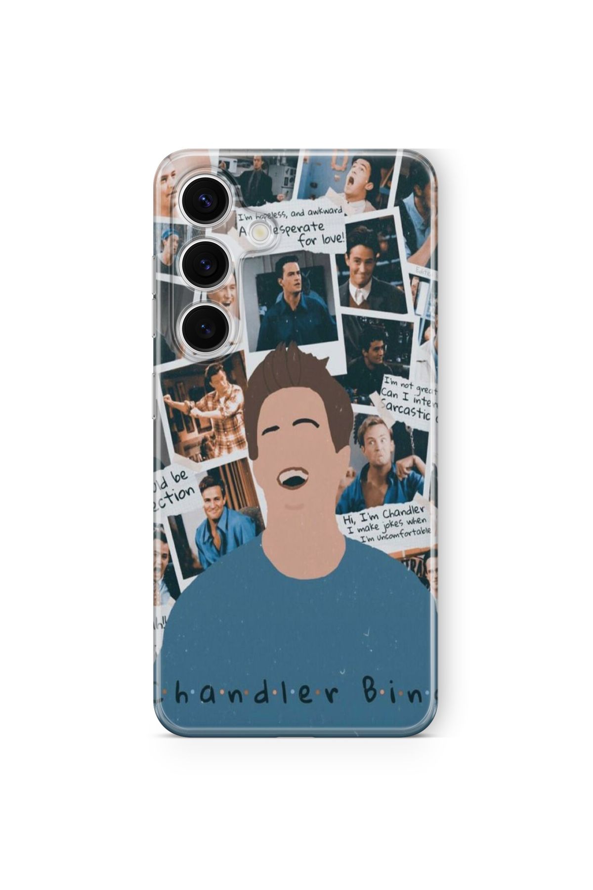 Space Star Samsung Galaxy S24 Uyumlu Chandler Bing Tasarım Baskılı Şeffaf Kılıf