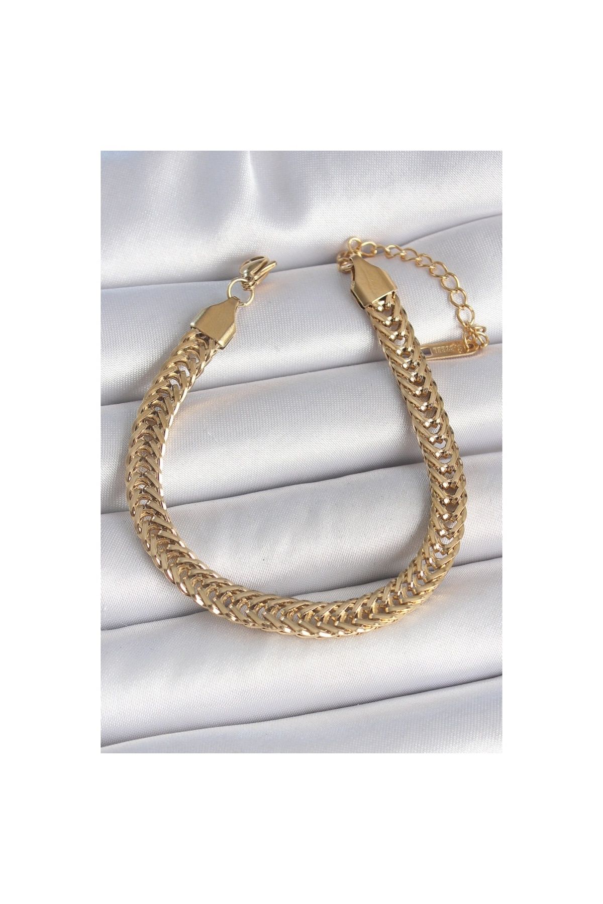 Findit 316L Çelik Gold Renk Balık Sırtı Zincir Model Kadın Bileklik