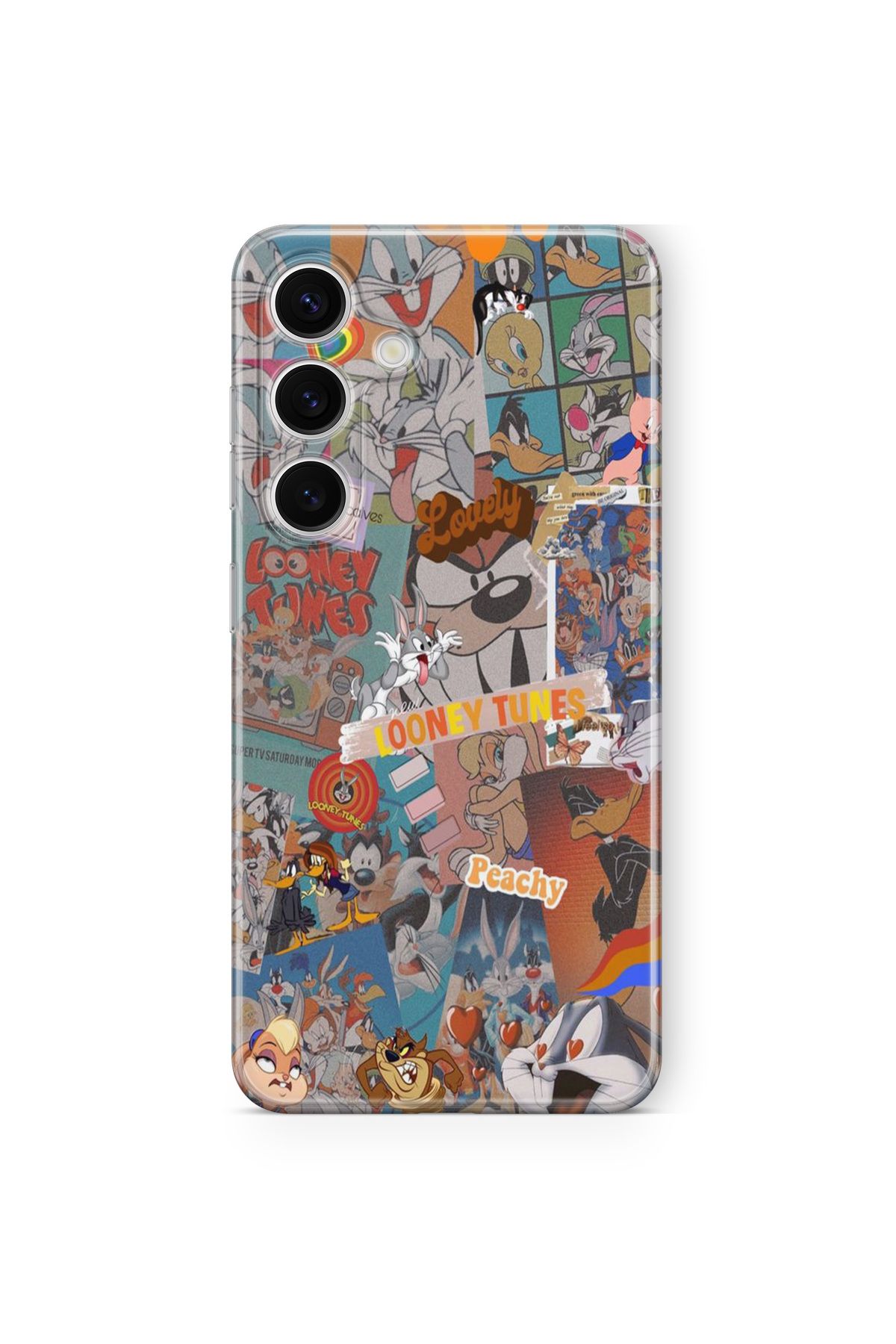 Space Star Samsung Galaxy A04s Uyumlu Looney Tunes Kolaj Tasarım Baskılı Şeffaf Kılıf
