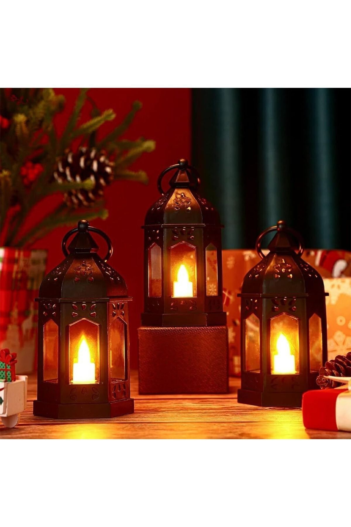 KuantumHome Ramazan Feneri Ramazan Bayramı LED Işıkları Ramazan Taşınabilir Vintage LED