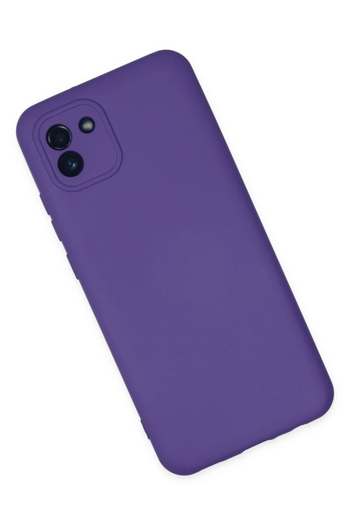 NewFace Samsung Galaxy A03 Kılıf Nano içi Kadife Silikon - Mor uyumlu