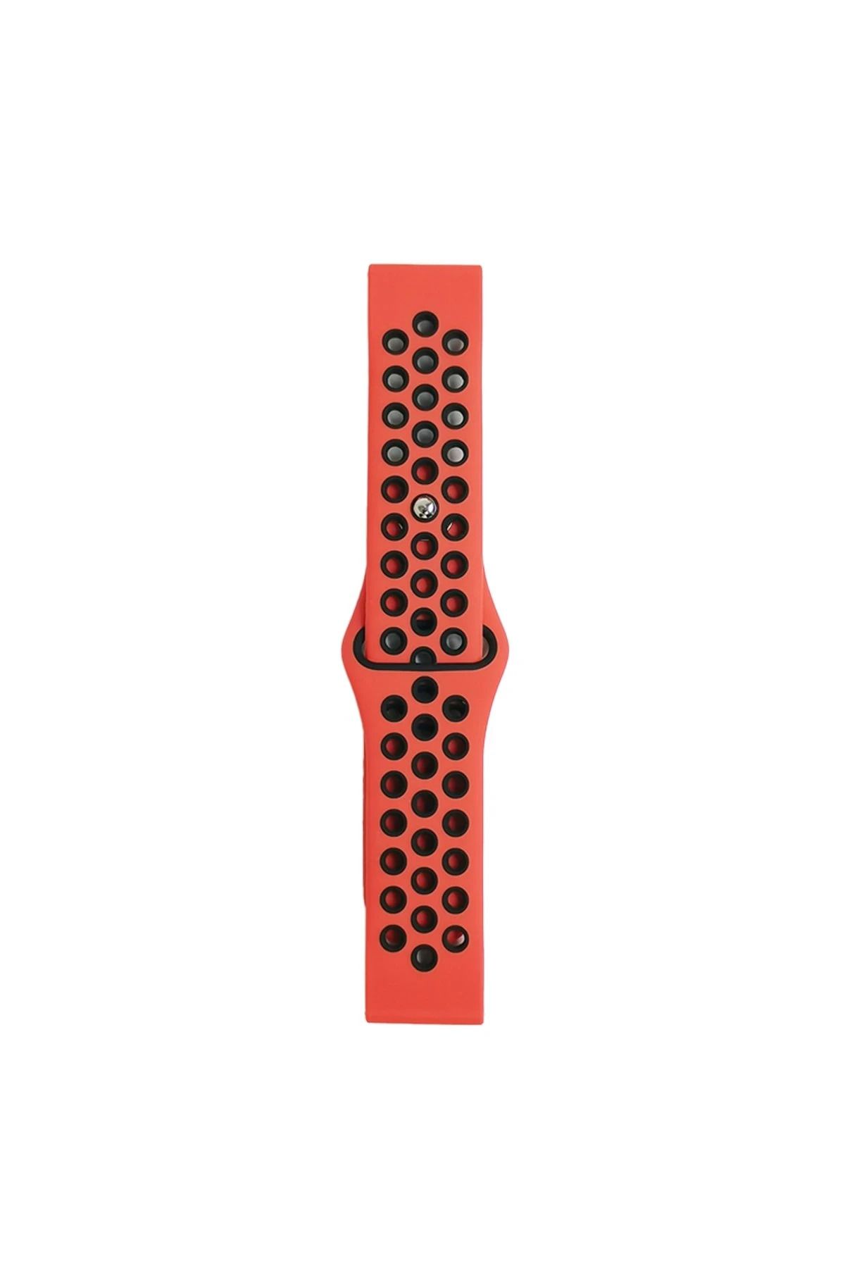 NewFace Watch 22mm Spor Delikli Kordon - Kırmızı-Siyah BSTMY