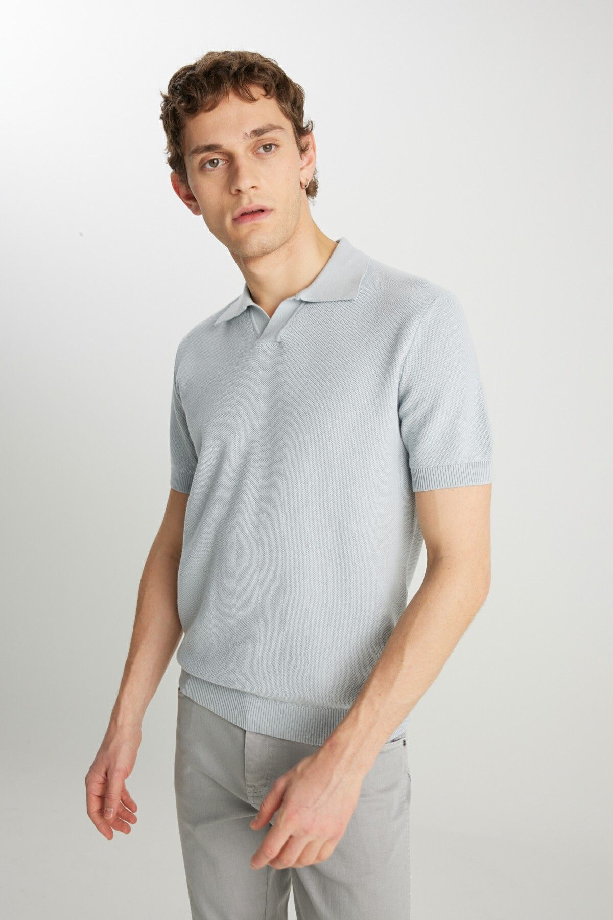 WRANGLER Erkek Gri Wrangler Relaxed Fit Polo Tişört Lightgray