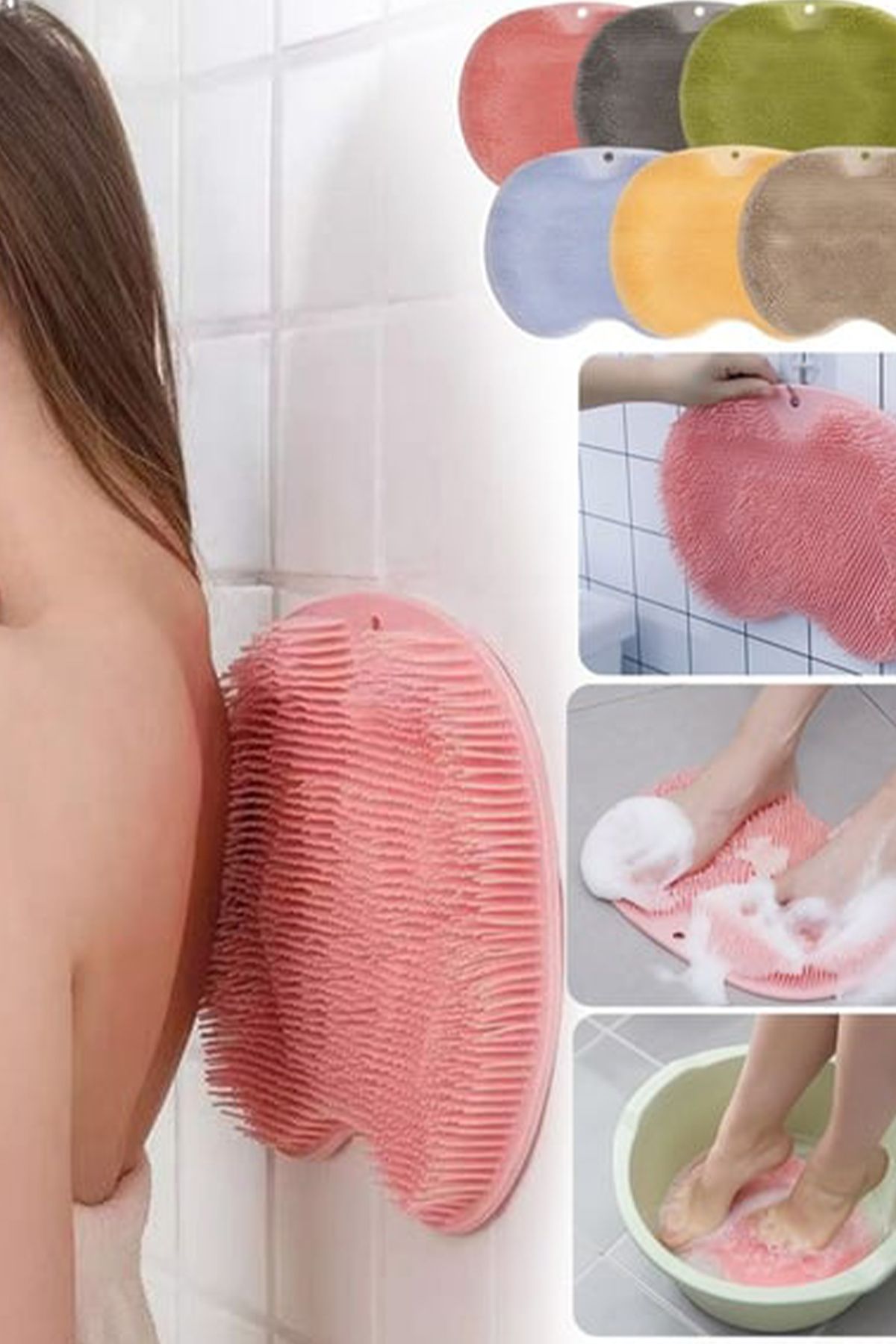 CİYU TİCARET Vantuzlu banyo masaj pedi sırt ayak vücut yıkama pedi kaymaz banyo matı