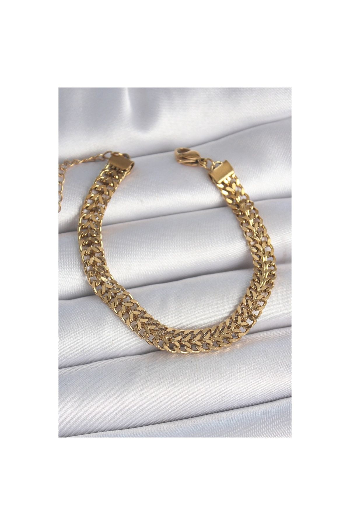 Findit 316L Çelik Gold Renk Hasır Zincir Model Kadın Bileklik