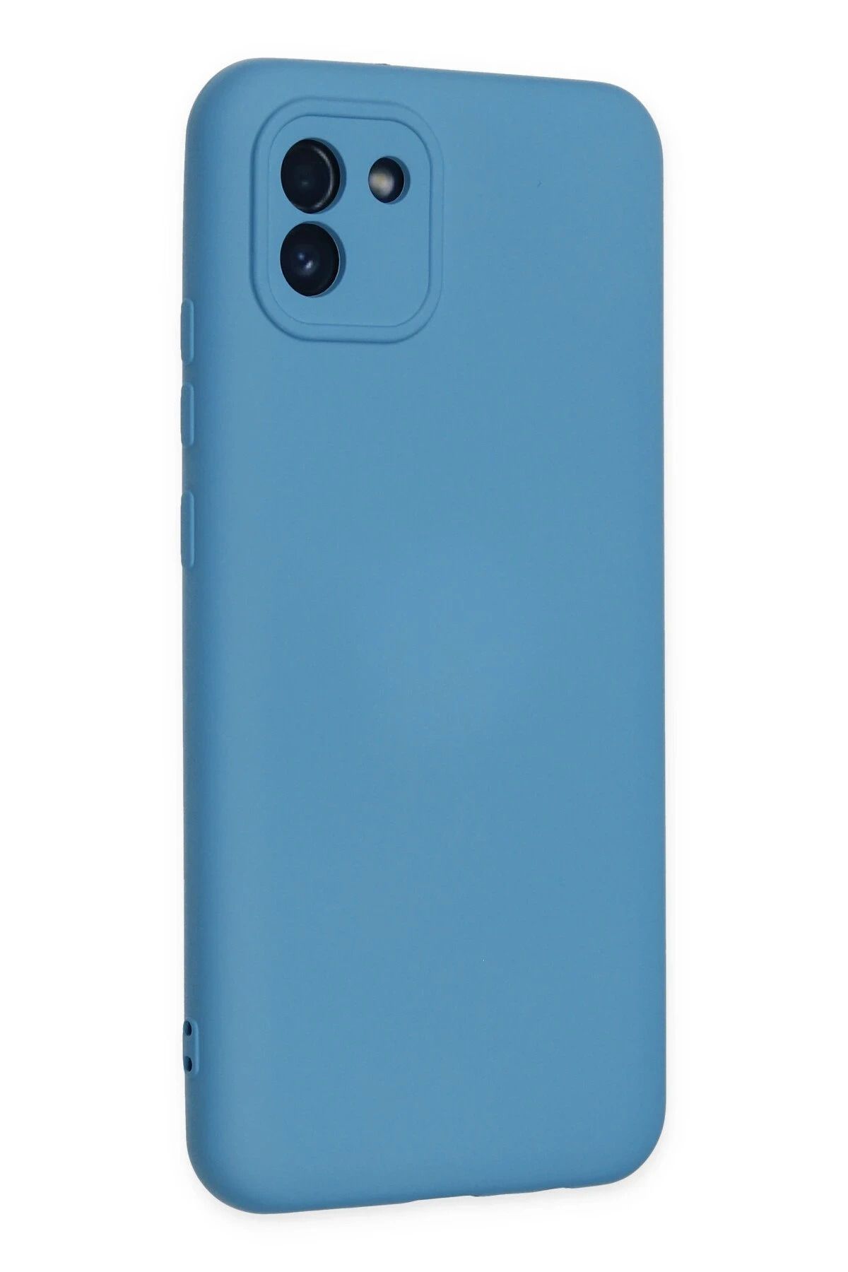 NewFace Galaxy A03 Uyumlu Kılıf Nano içi Kadife Silikon - Mavi BSTMY