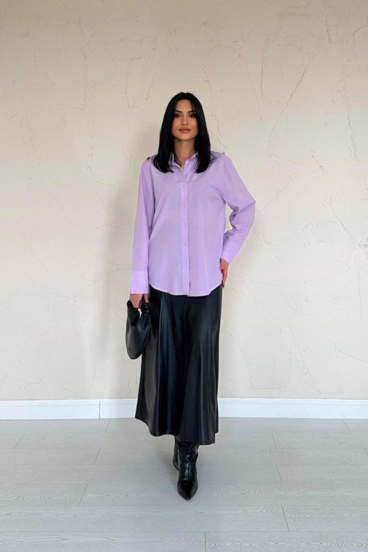ARUZ MODA Lila Poplin Gömlek