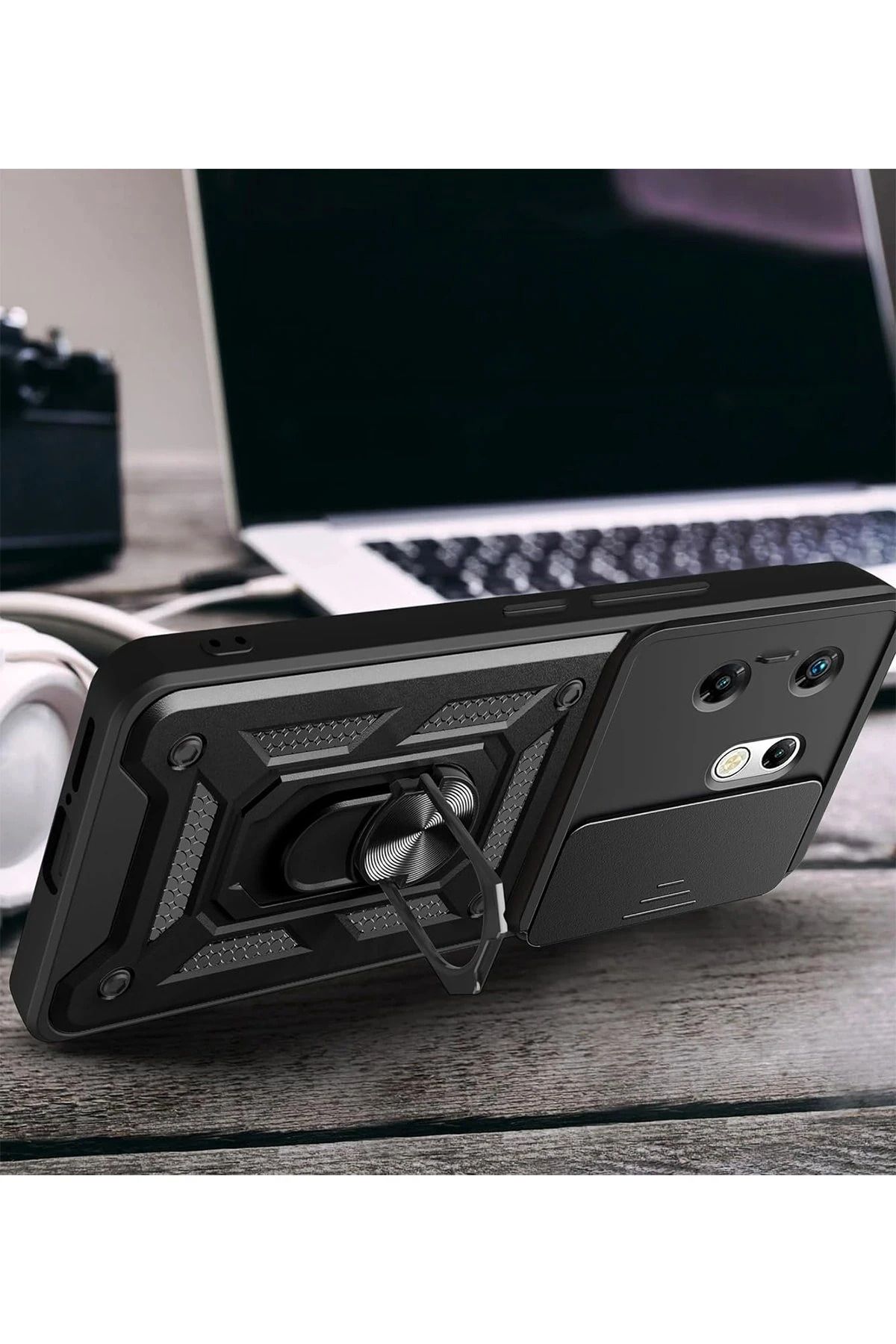 NewFace İnfinix Zero 30 4G Kılıf Pars Lens Yüzüklü Silikon - Yeşil NRMSA