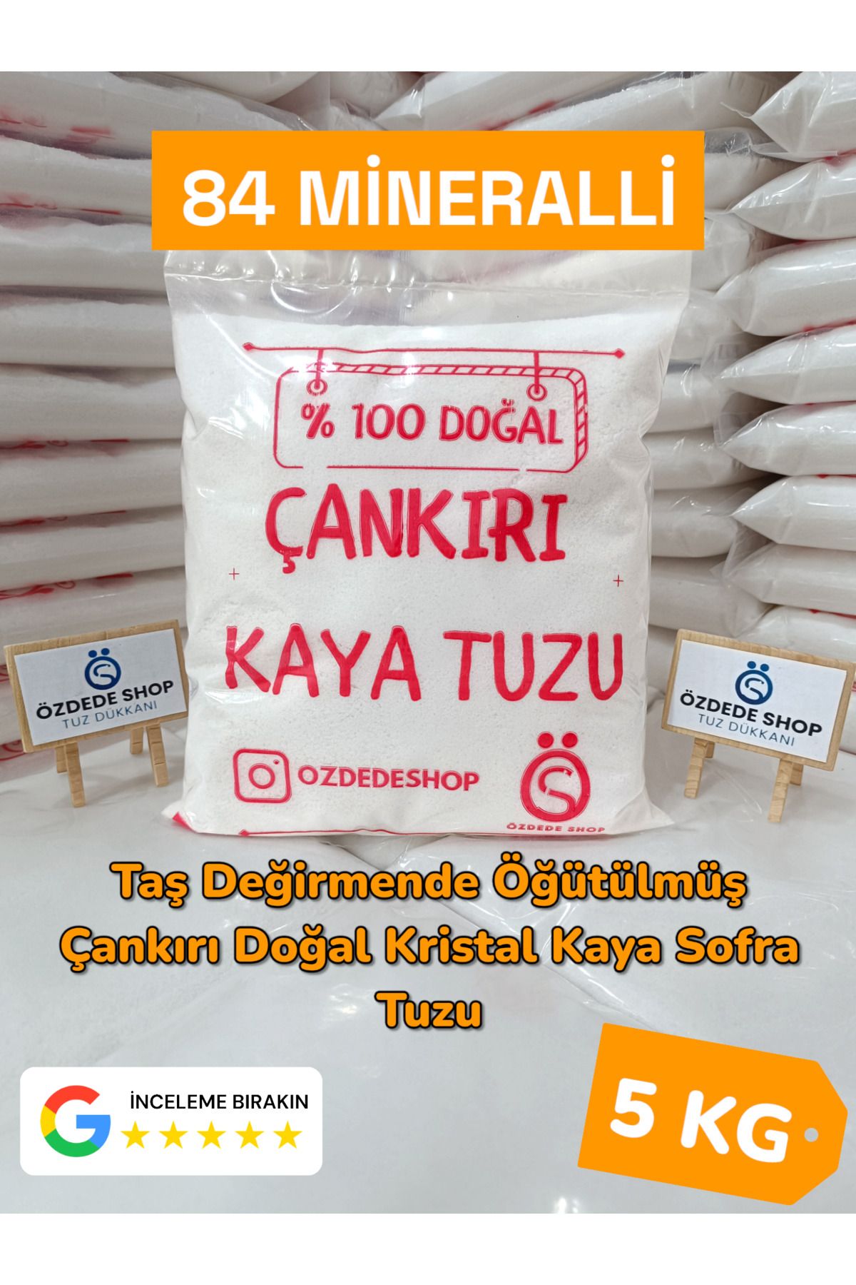 Özdede Shop ÇANKIRI DOĞAL KRİSTAL (toz halde) KAYA TUZU 5kg  * 84 MİNERALLİ KAYA TUZU *