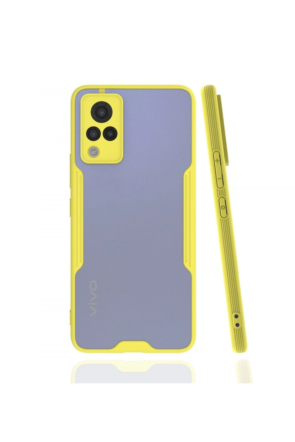 NewFace Vivo V21 Kılıf Platin Silikon - Sarı BSTMY