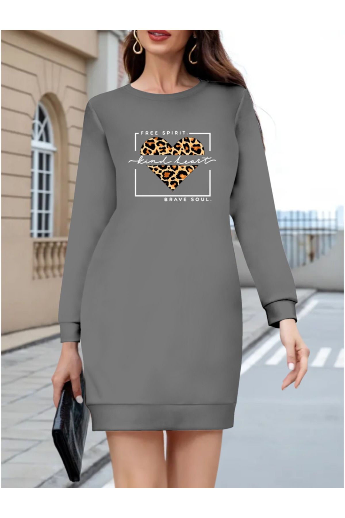 ARUZ MODA Kadın Uzun Kollu Bisiklet Yaka Desenli Viskon Iki Iplik Bluz