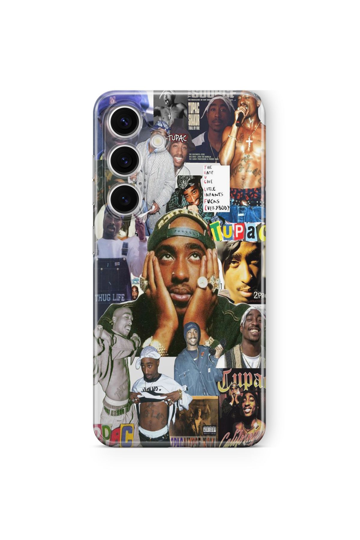 Space Star Samsung Galaxy S23 Fe Uyumlu Tupac Tasarım Baskılı Şeffaf Kılıf