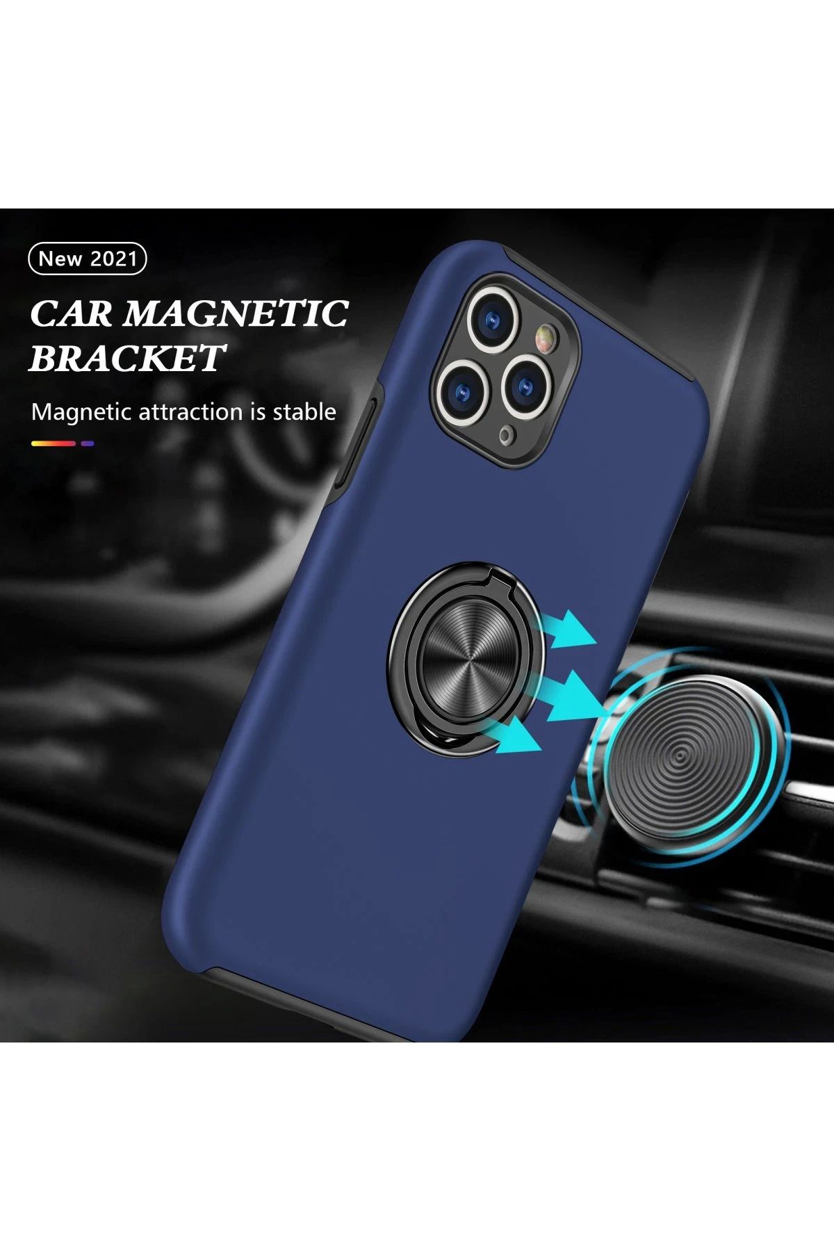 NewFace iPhone 11 Pro Kılıf Elit Yüzüklü Kapak - Lacivert SVLRS