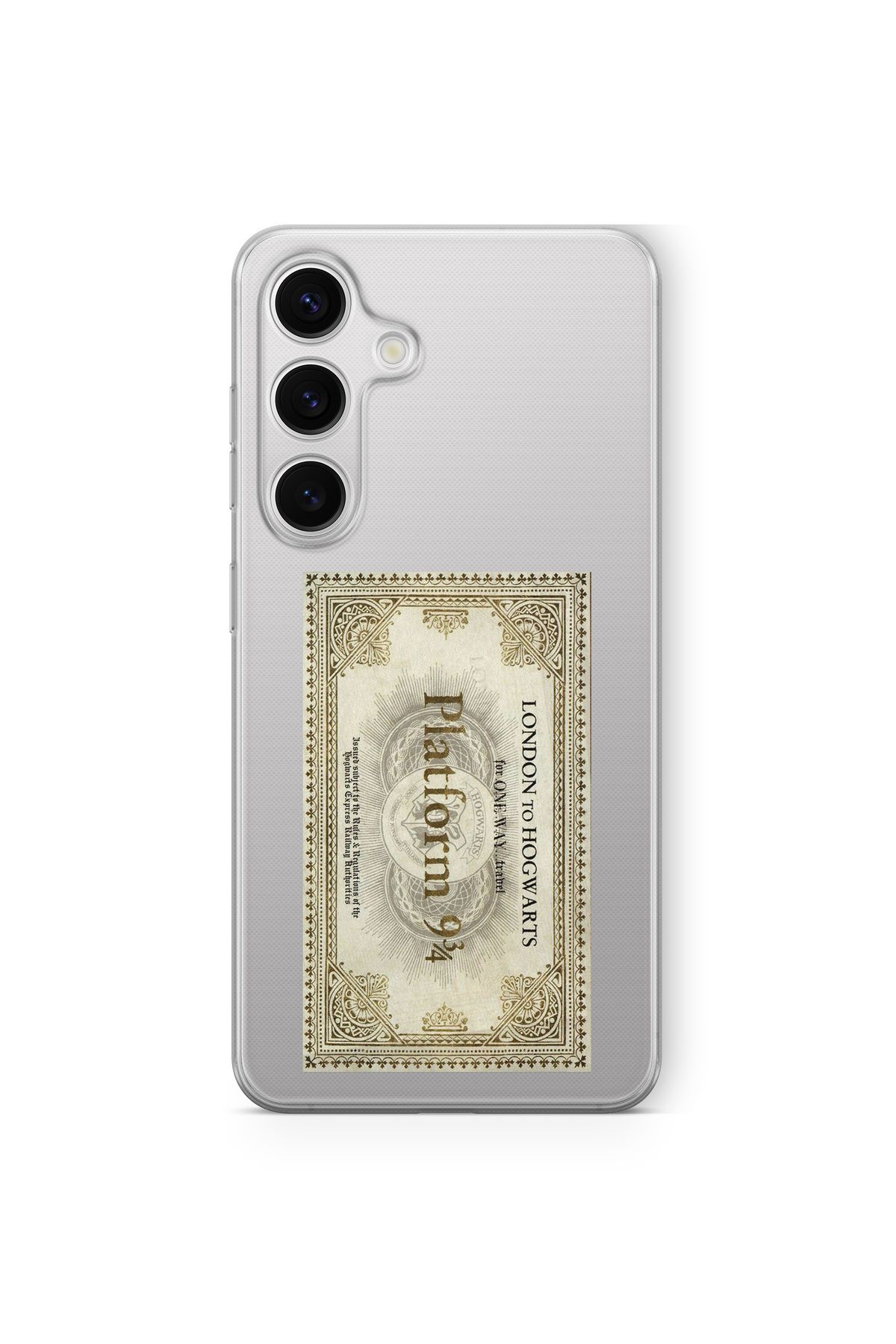 Space Star Samsung Galaxy S24 Uyumlu Hogwarts Ticket Tasarım Baskılı Şeffaf Kılıf