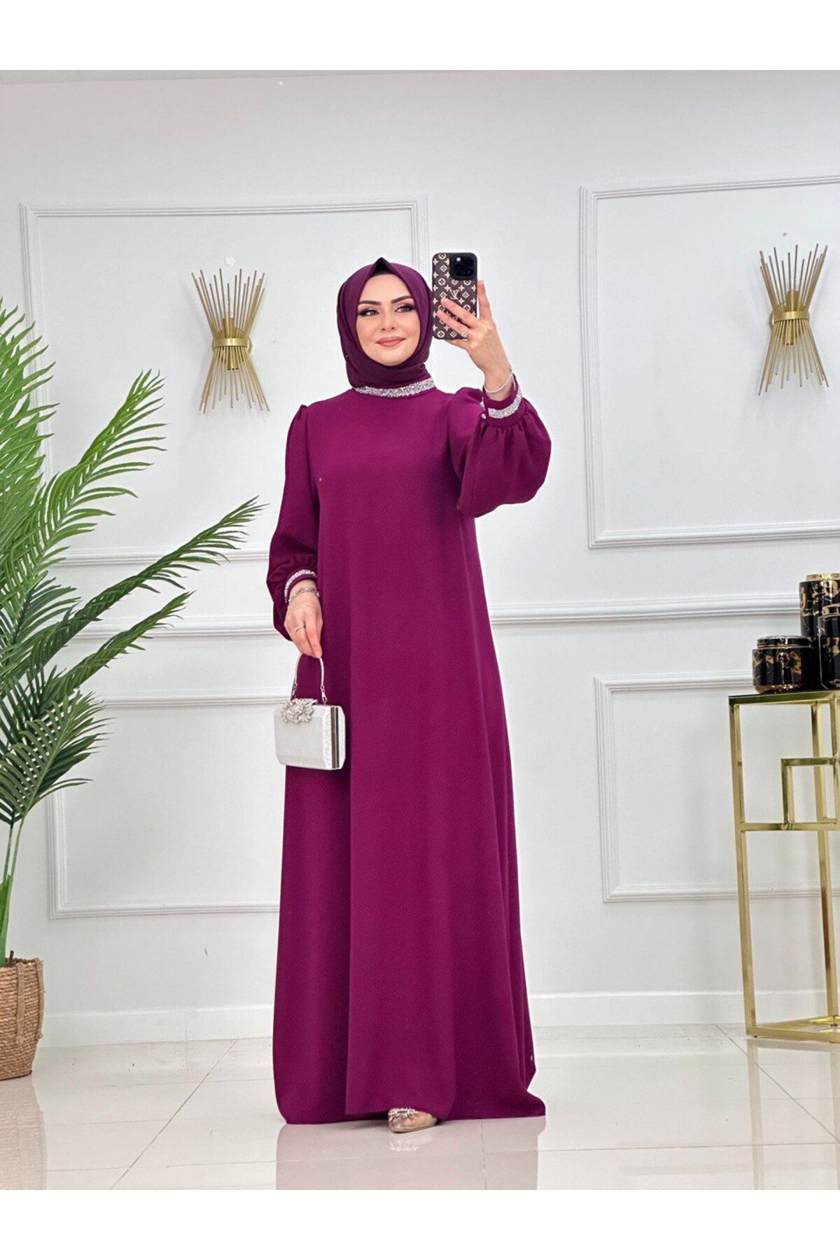 Enans Design Kadın Tesettür Krep Elbise