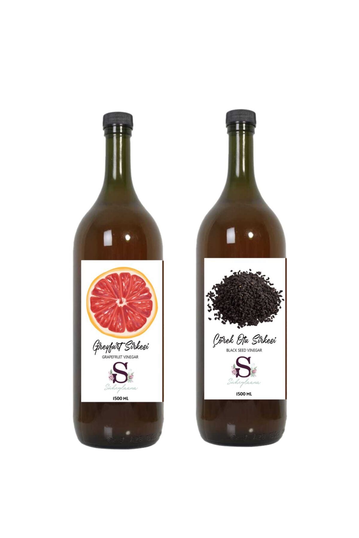 Süheylaana Doğal Greyfurt Sirkesi 1500 Ml - Doğal Çörek Otu Sirkesi 1500 Ml
