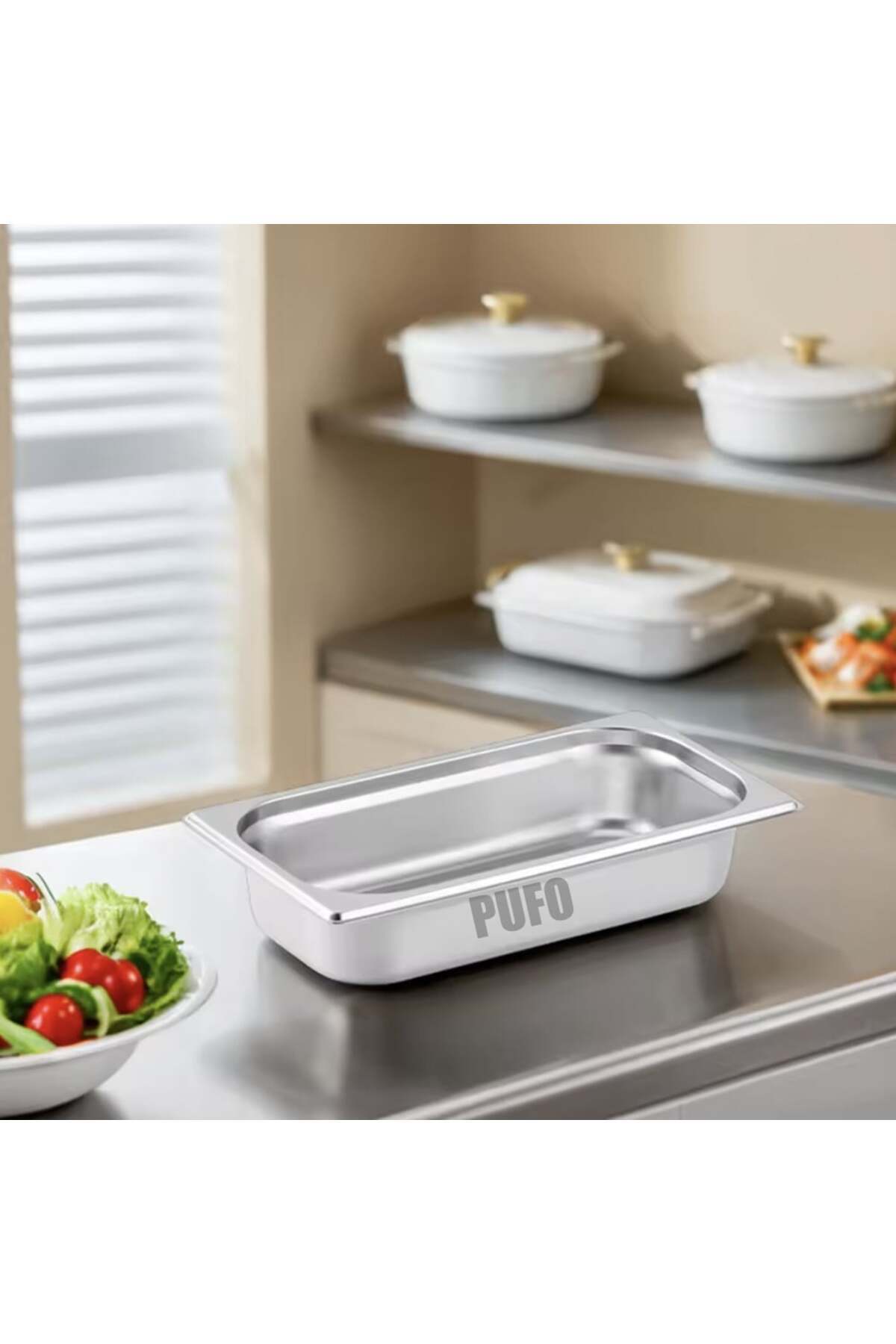 PUFO-Stainless steel gastronorm tray for storing food, ice cream, restaurants, fast food, horeca, 3 L 5