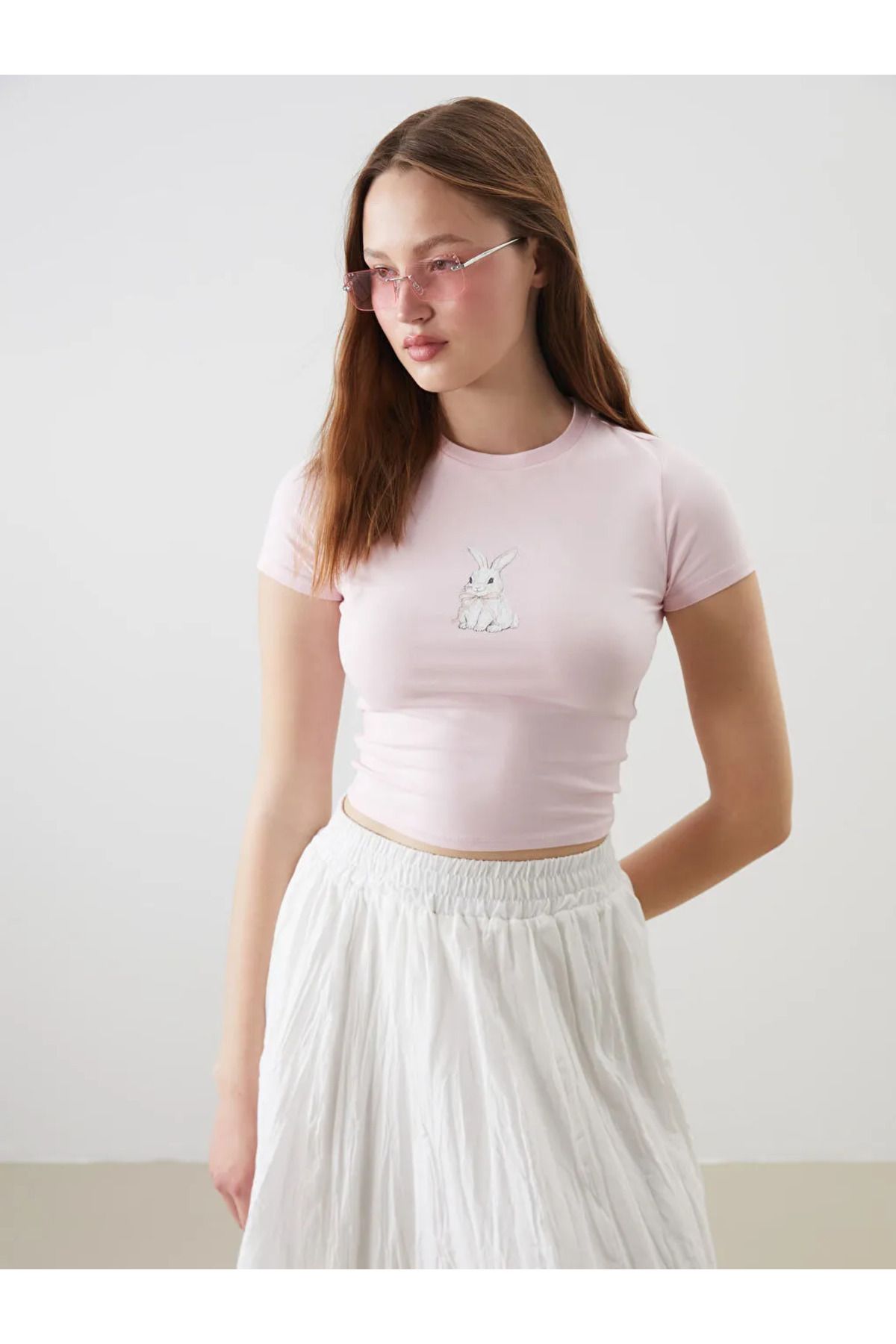 LC Waikiki XSIDE Pembe Bisiklet Yaka Baskılı Crop