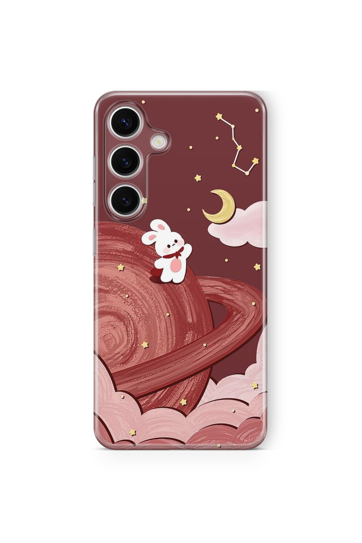 Space Star Samsung Galaxy A25 Uyumlu Space Rabbit Tasarım Baskılı Şeffaf Kılıf