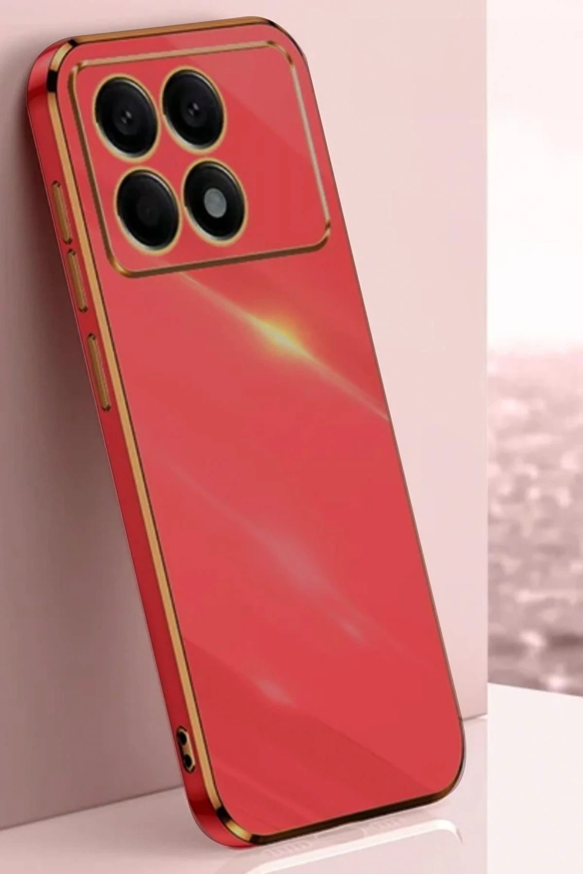 NewFace Xiaomi Poco X6 Pro Kılıf Volet Silikon - Kırmızı SVLRS