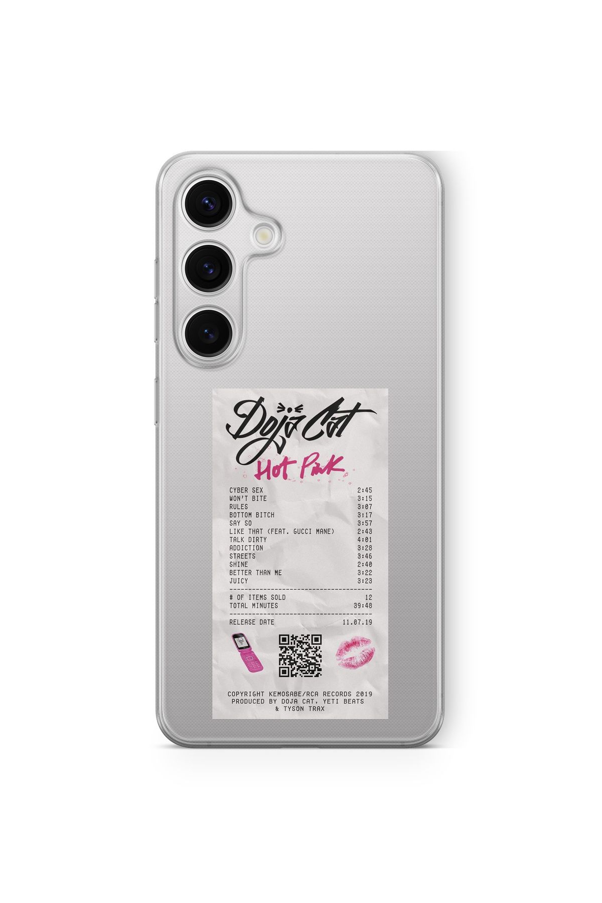 Space Star Samsung Galaxy A36 Uyumlu Hot Pink Albüm Fişi Tasarım Baskılı Şeffaf Kılıf
