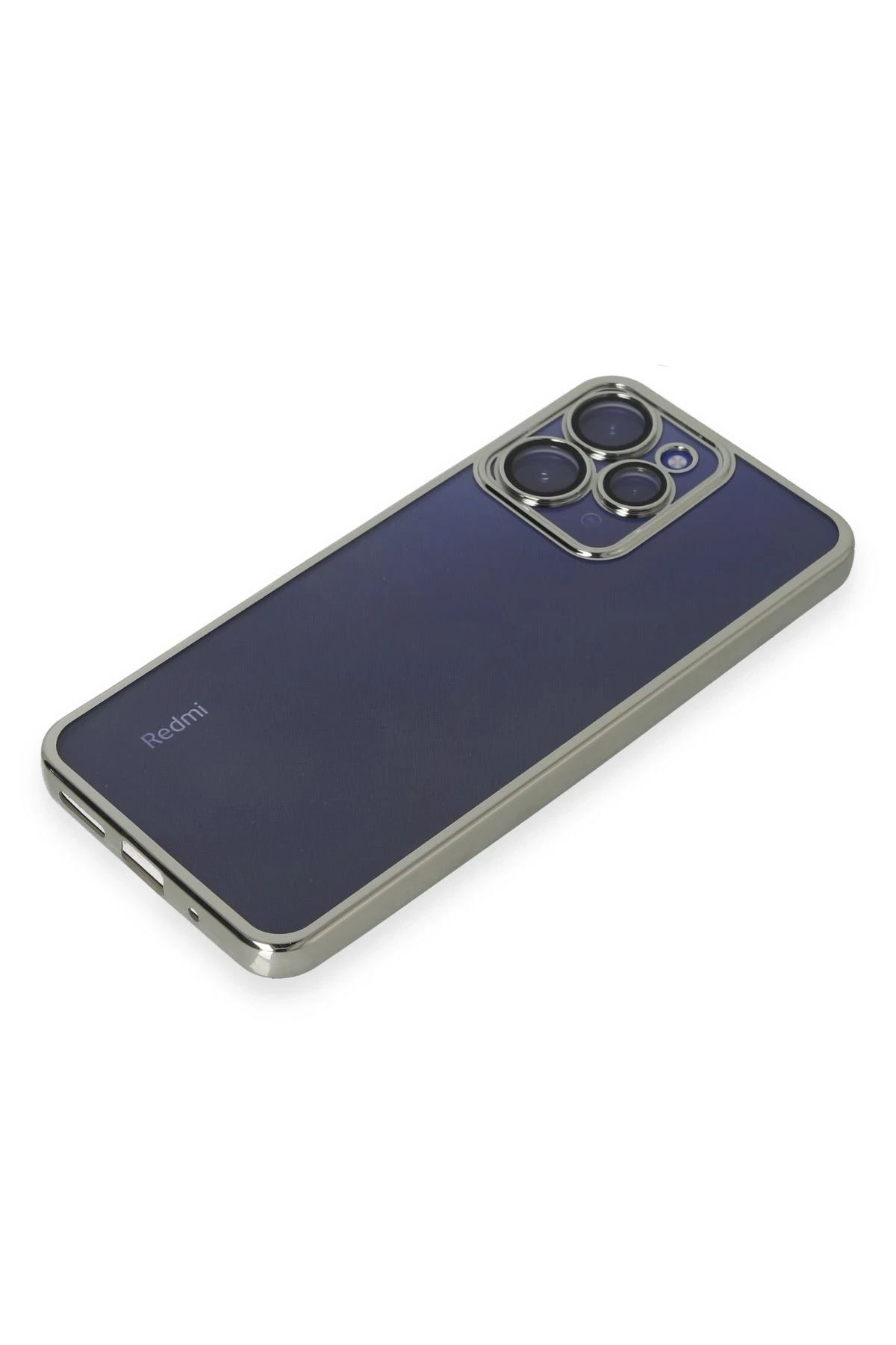 NewFace Xiaomi Redmi 12 Kılıf Lensli Silikon - Gümüş SVLRS
