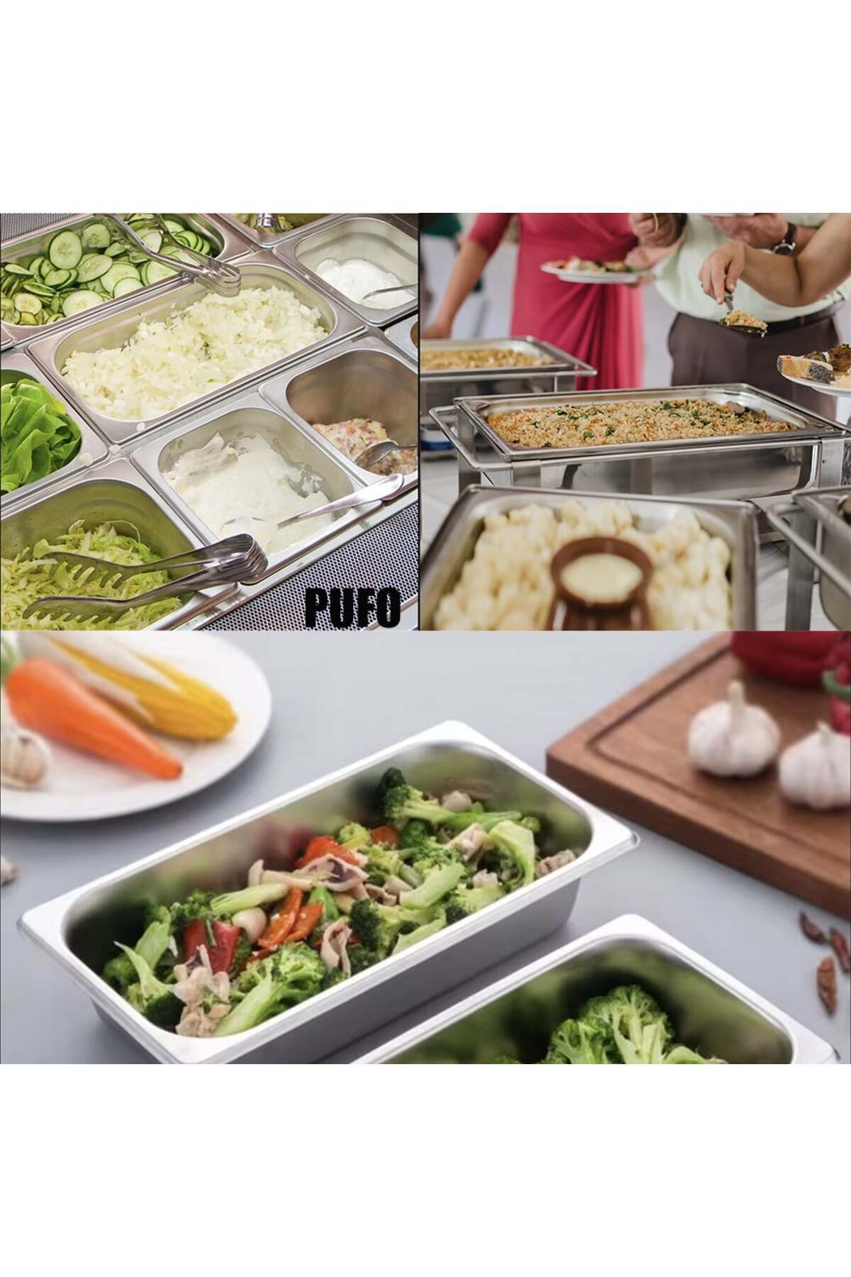 PUFO-Stainless steel gastronorm tray for storing food, ice cream, restaurants, fast food, horeca, 3 L 6