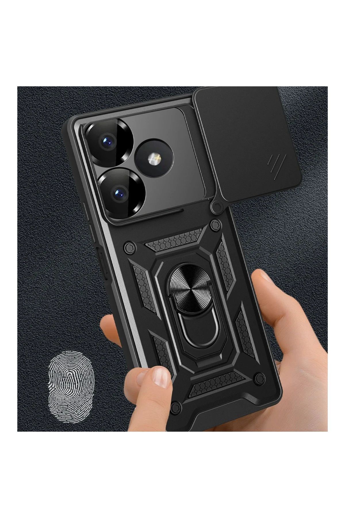 NewFace Xiaomi Redmi 13 4G Kılıf Pars Lens Yüzüklü Silikon - Gümüş DPMAH