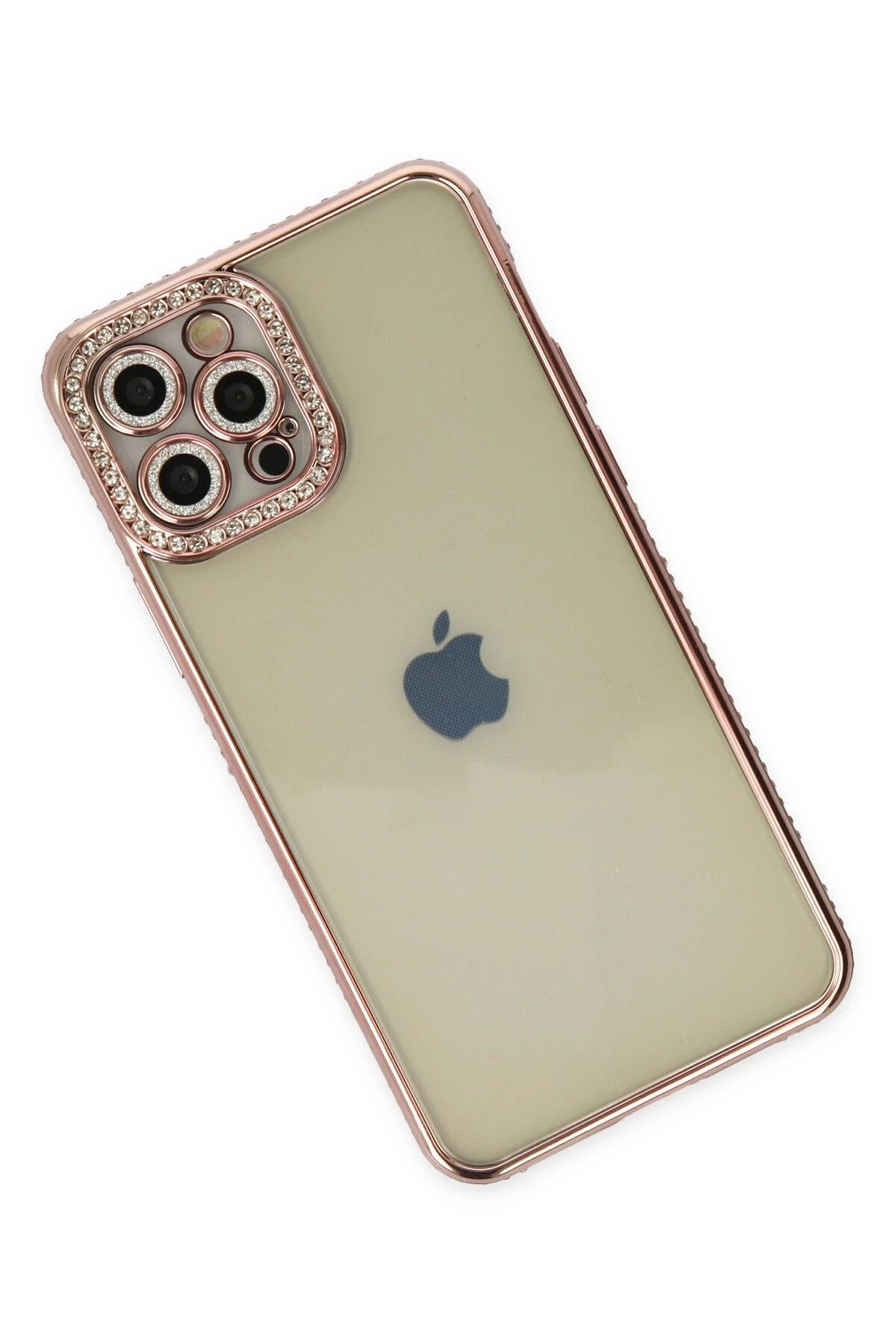 NewFace iPhone 12 Pro Kılıf Joke Taşlı Silikon - Pembe BSTMY