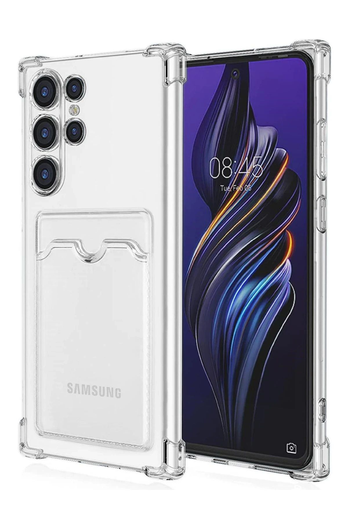 NewFace Samsung Galaxy S24 Ultra Kılıf Kart Şeffaf Silikon - Şeffaf SVLRS