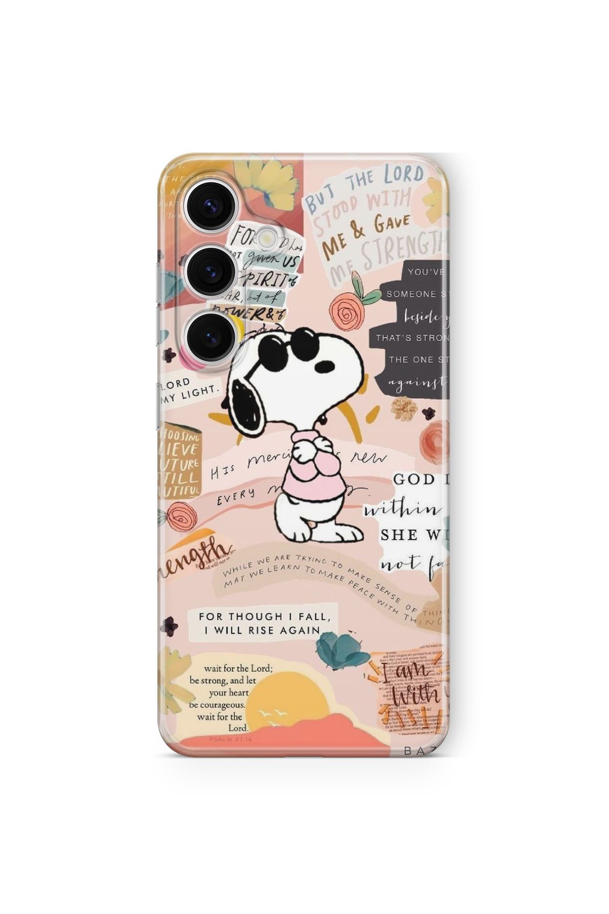 Space Star Samsung Galaxy A14 Uyumlu Snoopy Kolaj Tasarım Baskılı Şeffaf Kılıf