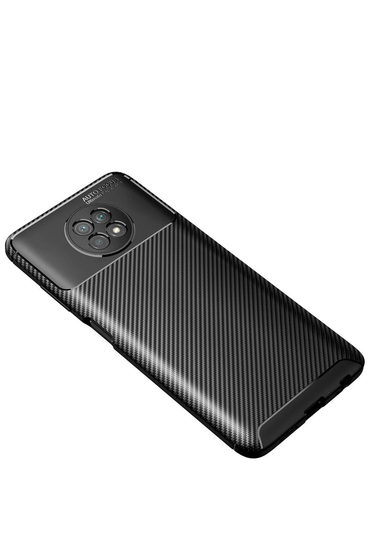 NewFace Xiaomi Redmi Note 9 5G Kılıf Auto Focus Karbon Kapak - Siyah NRMSA