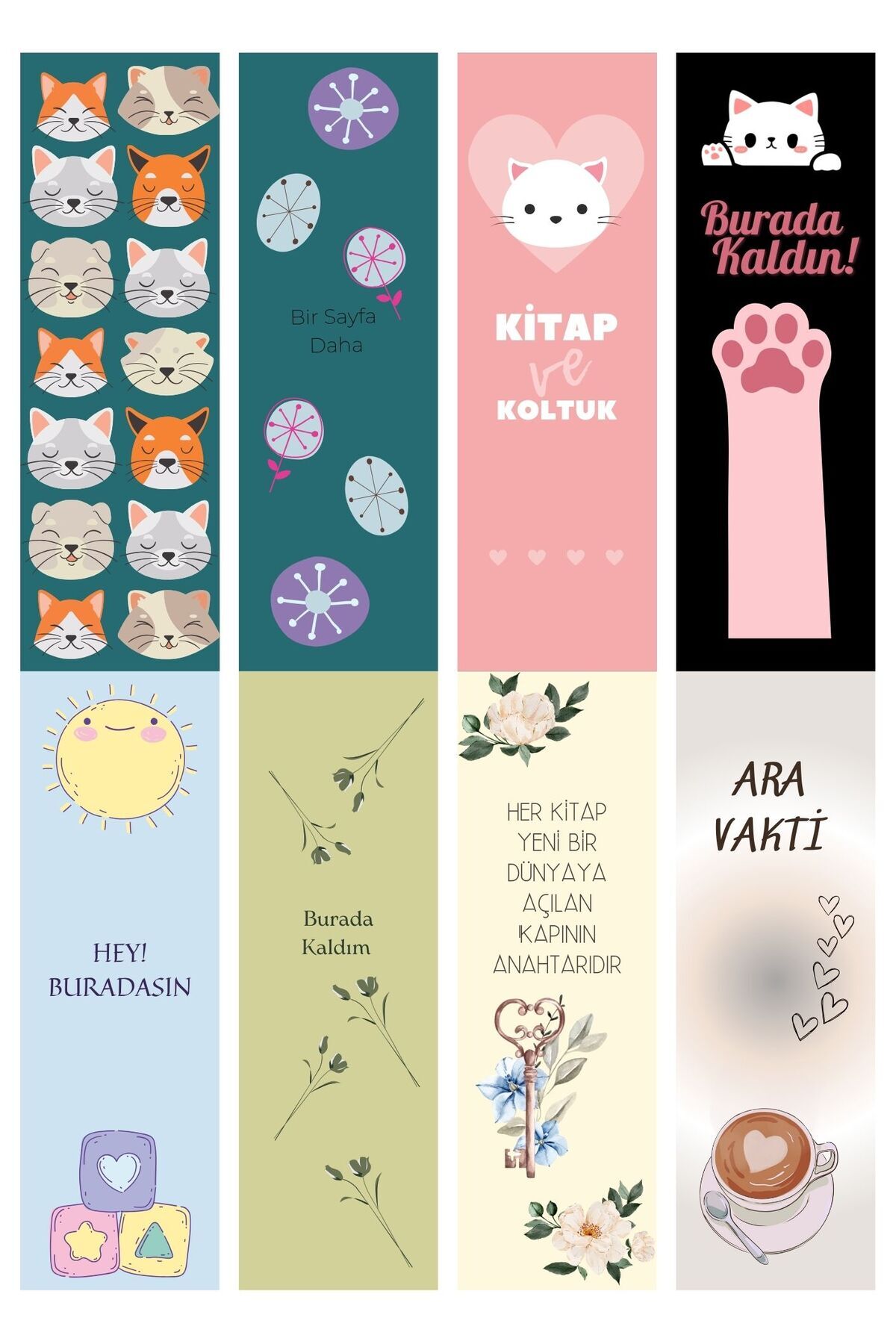 sentirshop-Set of 8 Bookmarks - Special Design, 250 Gr Bristol Cardboard Bookmark 1