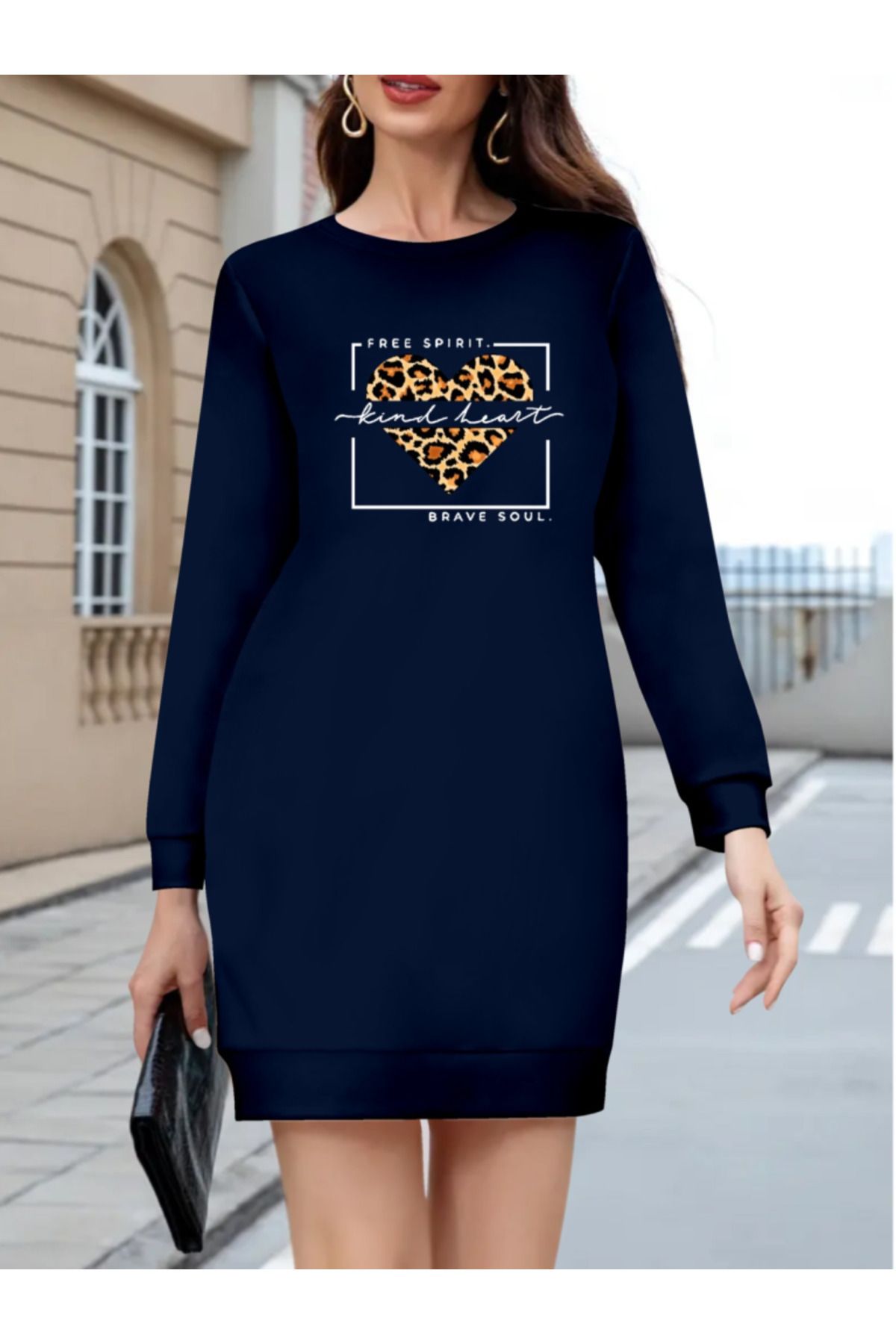 ARUZ MODA Kadın Uzun Kollu Bisiklet Yaka Desenli Viskon Iki Iplik Bluz