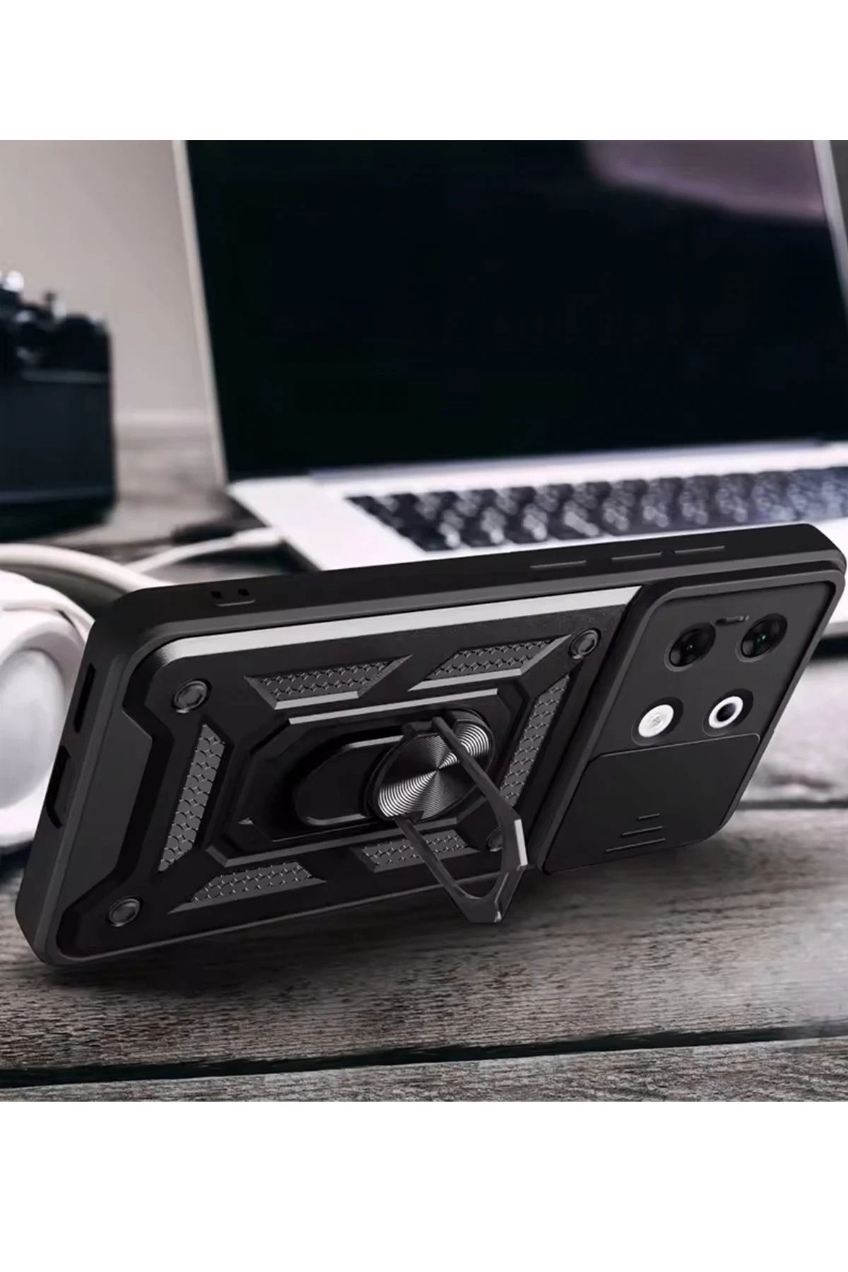 NewFace İnfinix Zero 30 5G Kılıf Pars Lens Yüzüklü Silikon - Siyah WLZOR