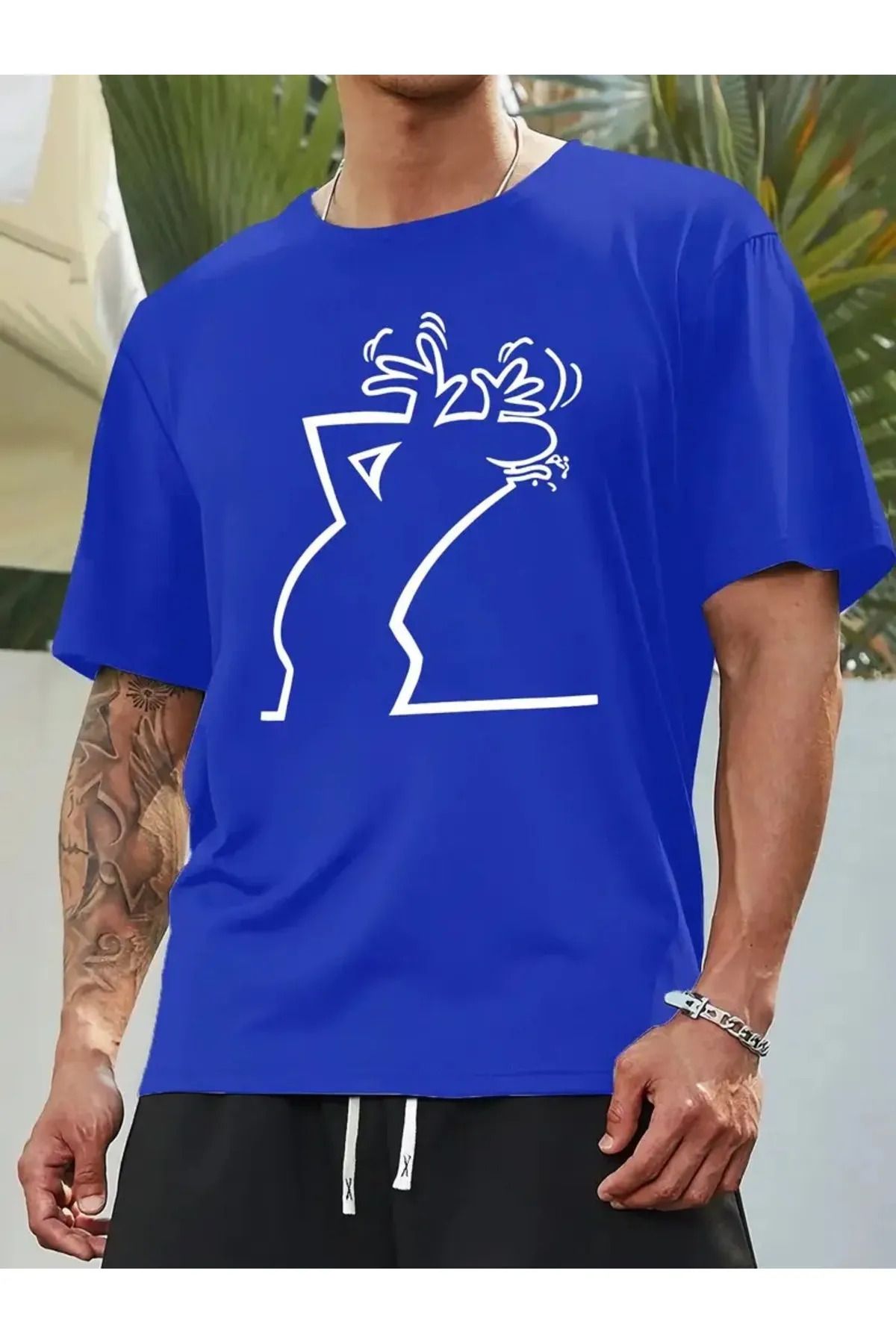 FeaR LeeS Ünisex Bay Meraklı Basklı T-Shirt Yeni Sezon Oversize Salaş