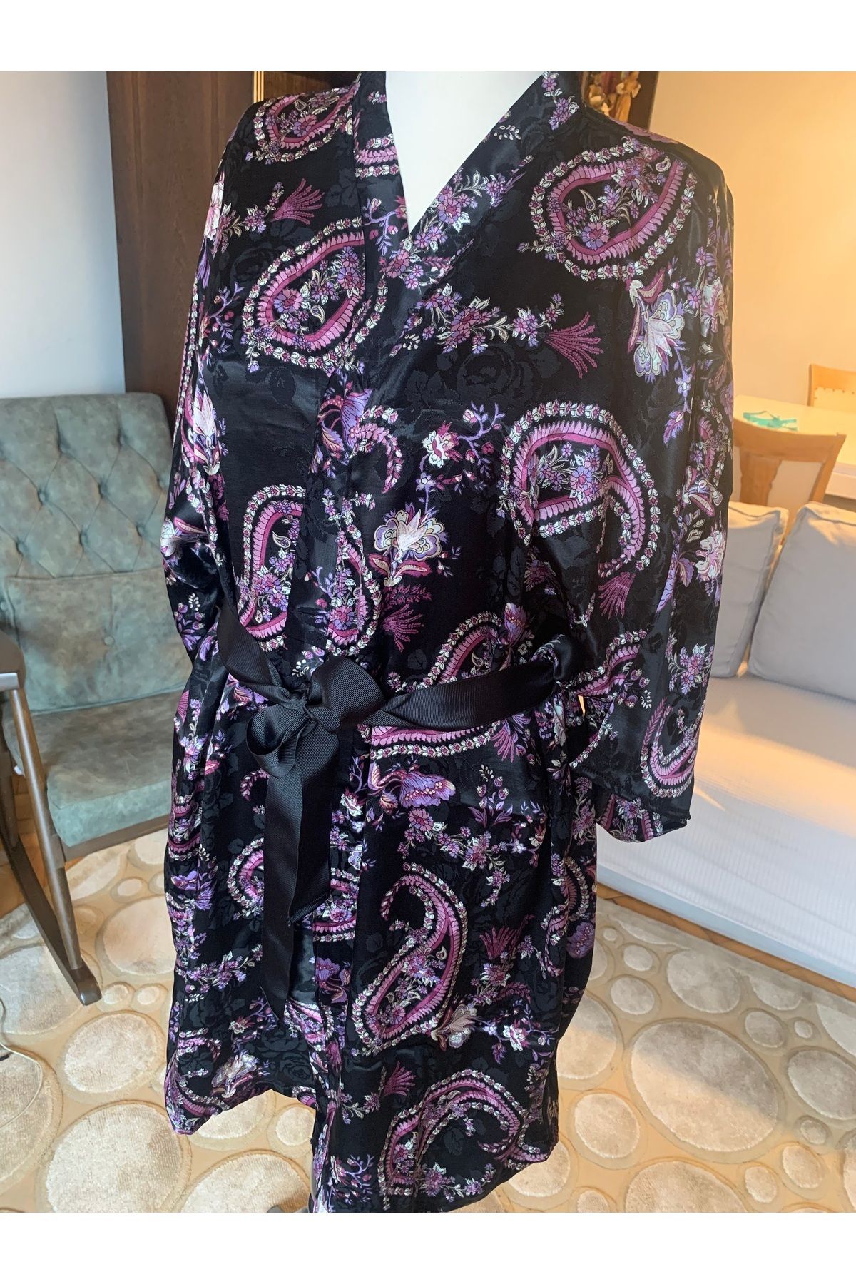 TheChakaCollection Siyah Şal Desen Kimono 2