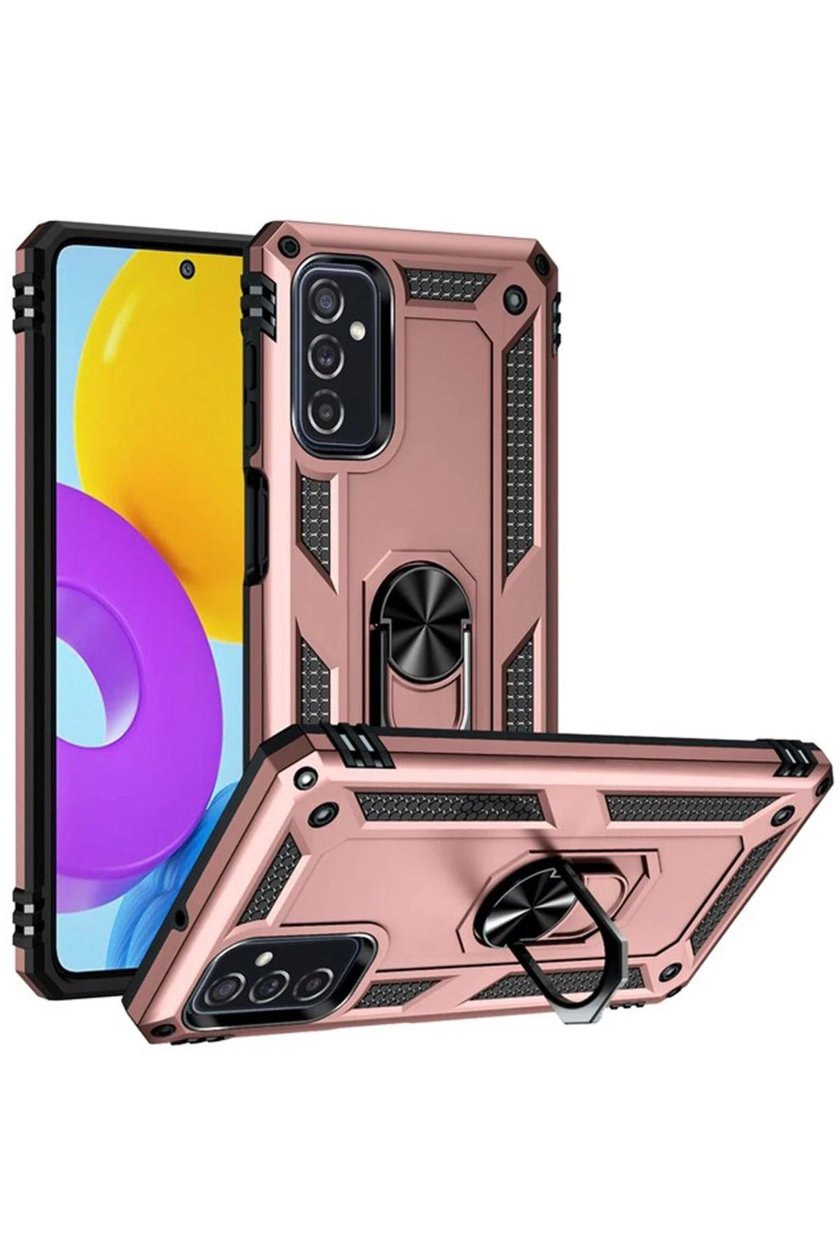 NewFace Samsung Galaxy M52 5G Kılıf Sofya Yüzüklü Silikon Kapak - Rose ALMLA