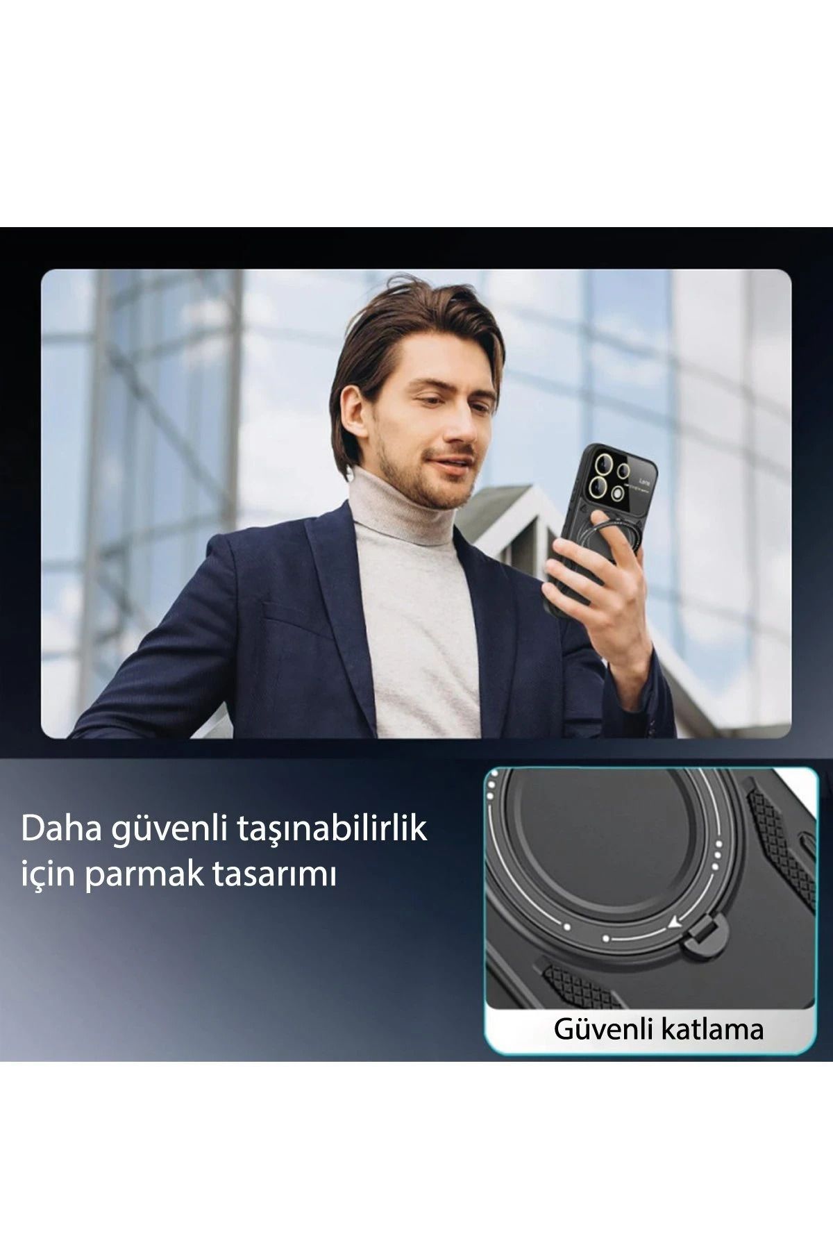 NewFace Xiaomi Redmi Note 13 Pro 5G Kılıf Joy Lens Standlı Kapak - Lacivert NRMSA