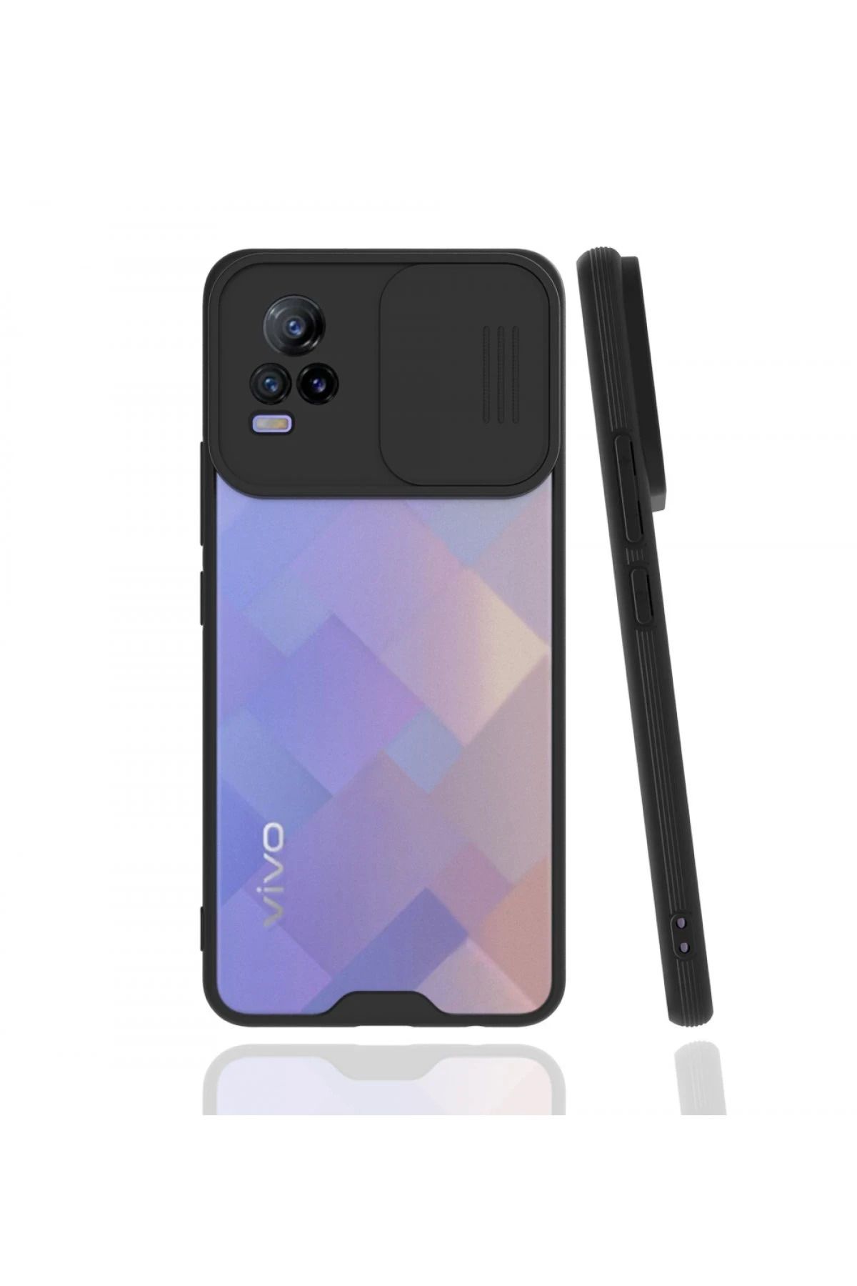 NewFace Vivo V21e Kılıf Platin Kamera Koruma Silikon - Siyah BSTMY