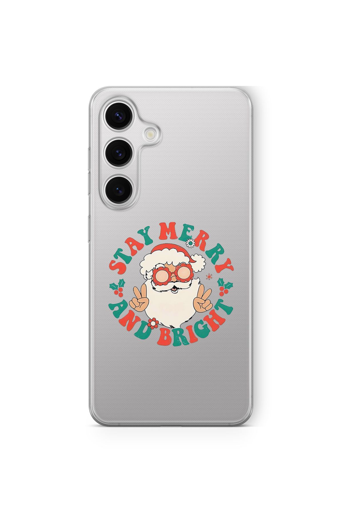 Space Star Samsung Galaxy M34 5G Uyumlu Stay Merry Tasarım Baskılı Şeffaf Kılıf