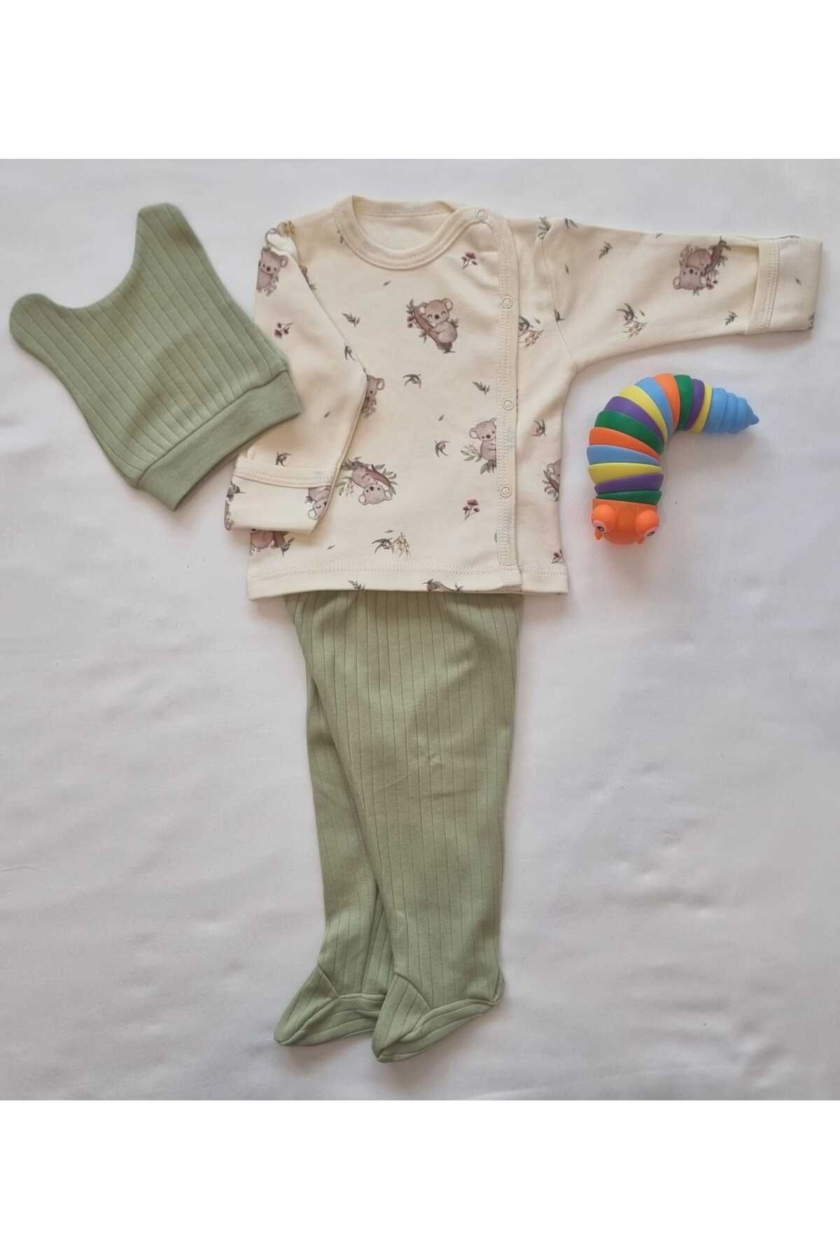 BABYSHMER %100 Pamuklu Koala Detaylı 3'lü Bebek Takım
