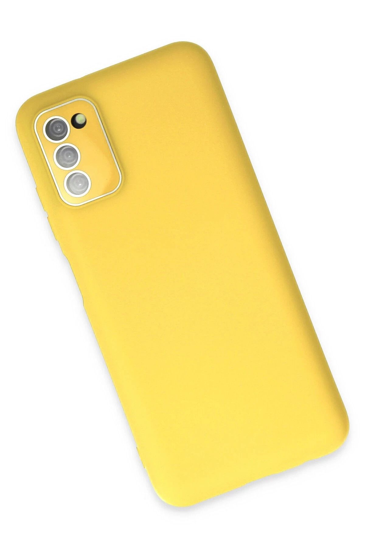 NewFace Samsung Galaxy A03S Kılıf Lansman Glass Kapak - Sarı WLZOR