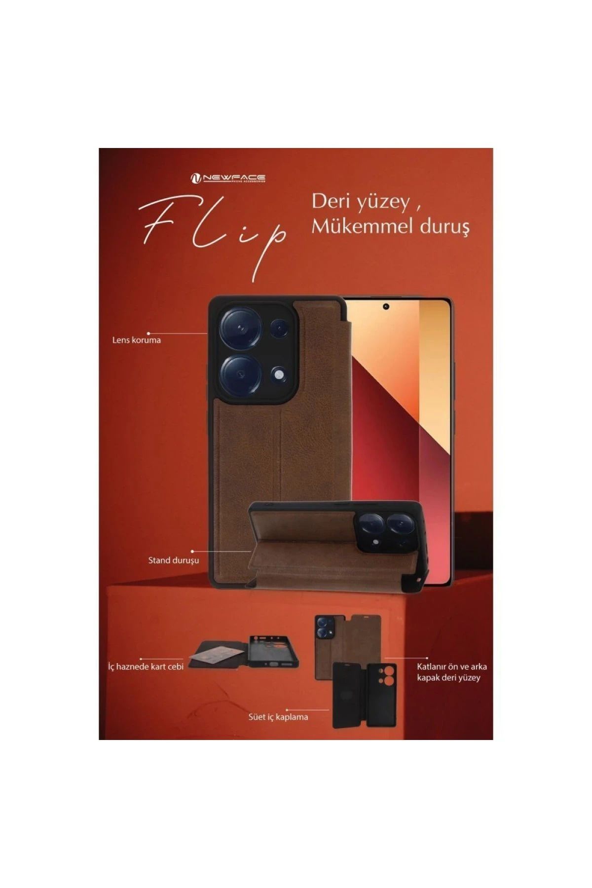 NewFace Xiaomi Redmi 14C Kılıf Flip Cover - Koyu Yeşil BSTMY