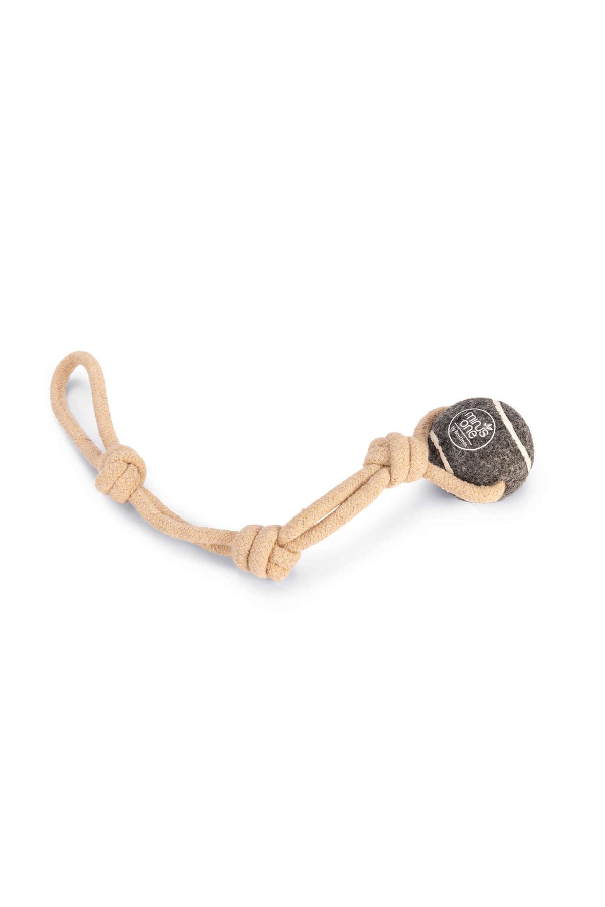 Beeztees Köpek Oyuncağı, İpli Tenis Topu, Kauçuk, Gri/Kahverengi, İp 39cm, Top 6,3cm GLSTD