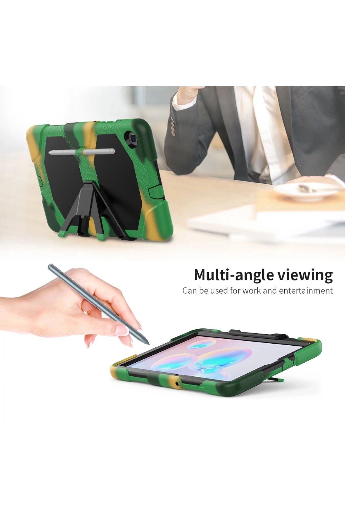 NewFace Samsung Galaxy P610 Tab S6 Lite 10.4 Kılıf Griffin Tablet Kapak - Kamuflaj BSTMY