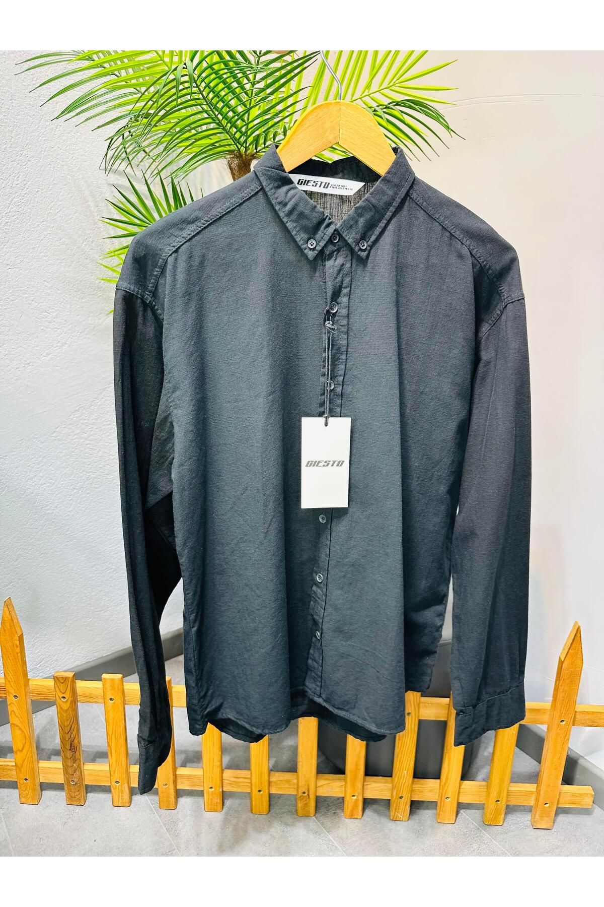 MODA FRESH PAMUK KETEN OVERSİZE GÖMLEK SİYAH